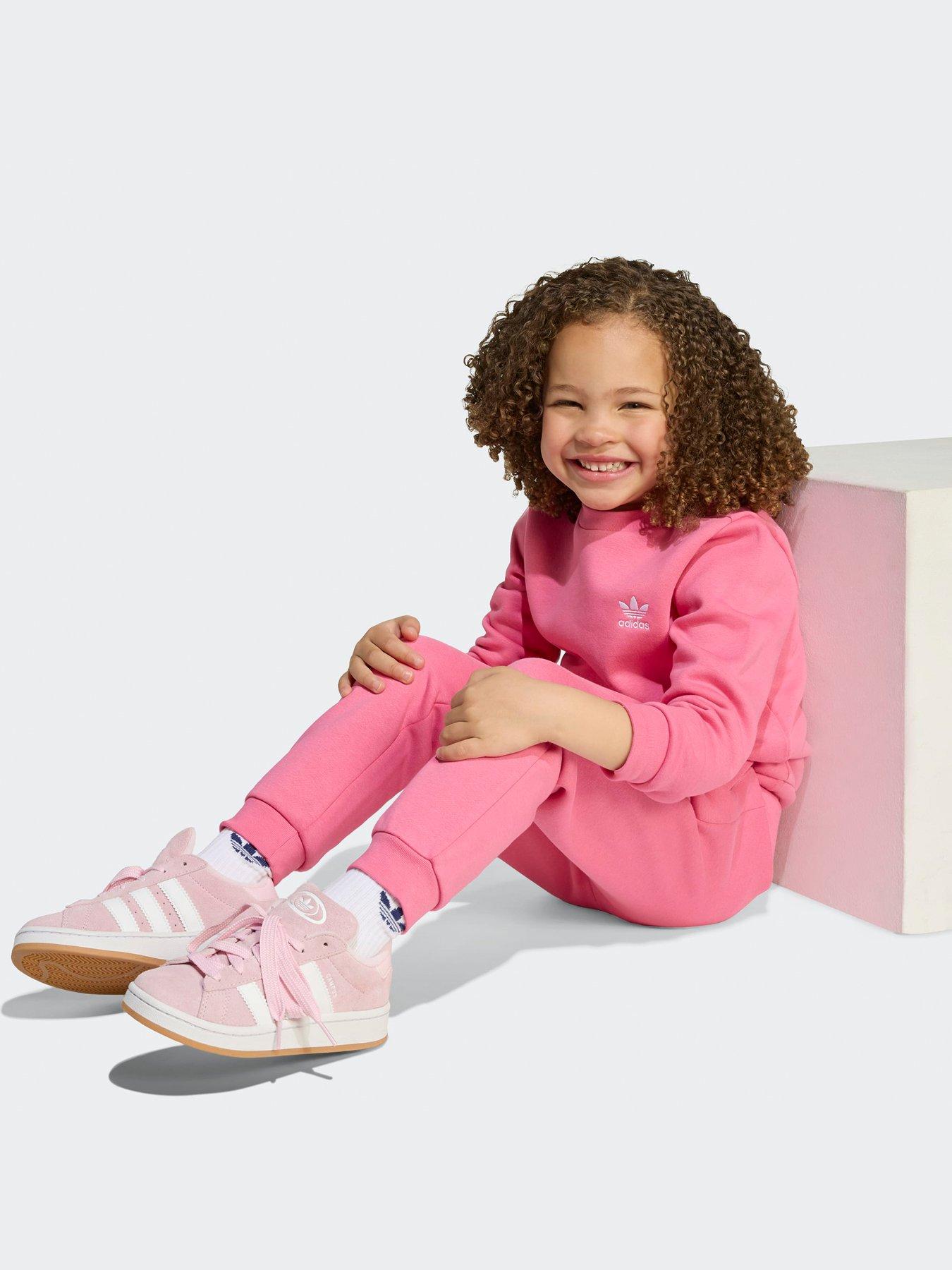 adidas Originals Kids Girls Trefoil Essentials Crew Set - Pink | Very