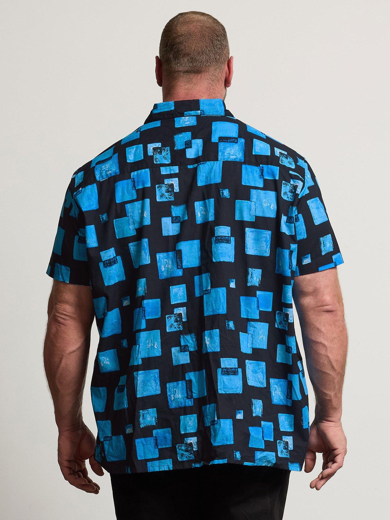 Image 2 of 4 of BadRhino Square Print Short Sleeve Shirt - Blue