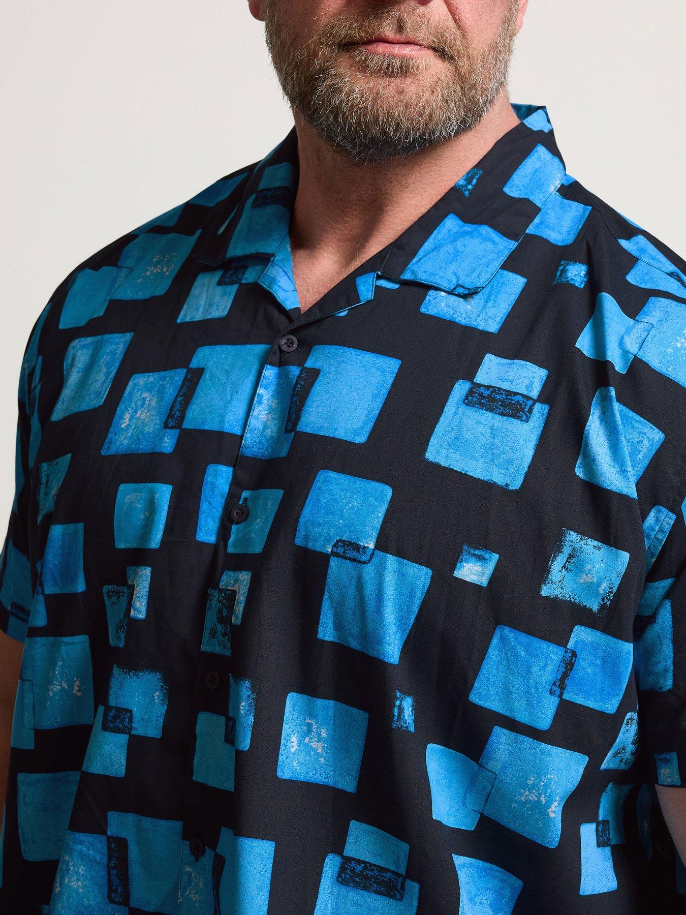 Image 4 of 4 of BadRhino Square Print Short Sleeve Shirt - Blue