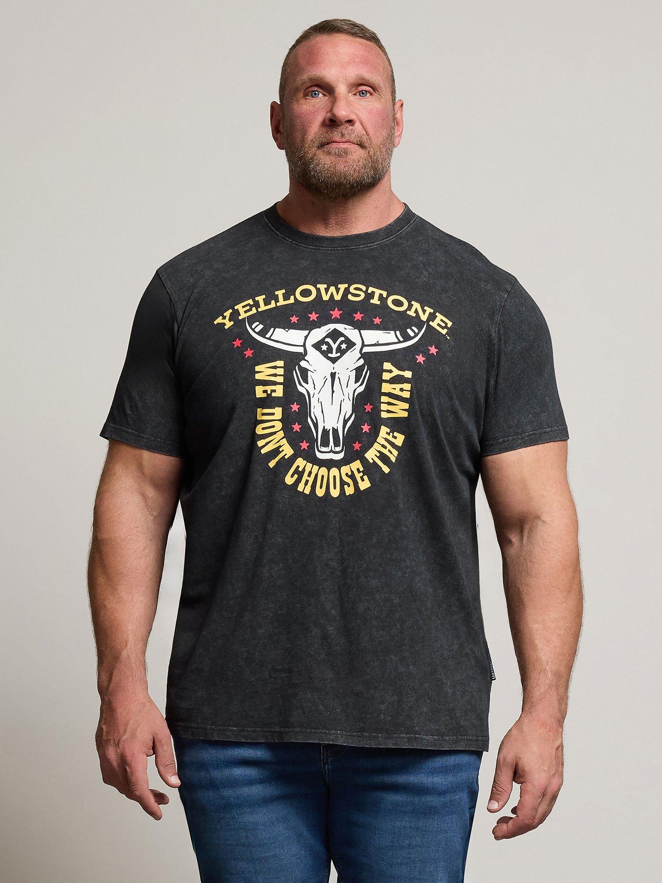 undefined Acid Wash Yellowstone Graphic T-Shirt - Black