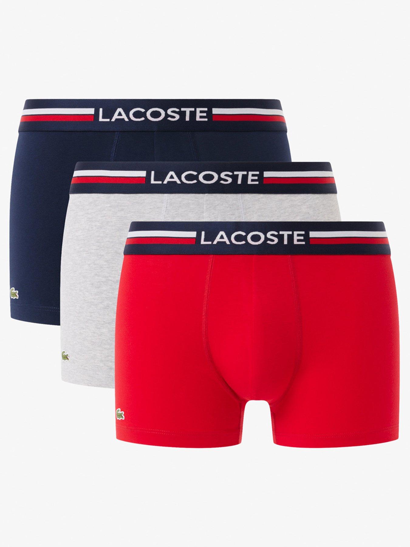 Lacoste 3 Pack Cotton Trunks- Red