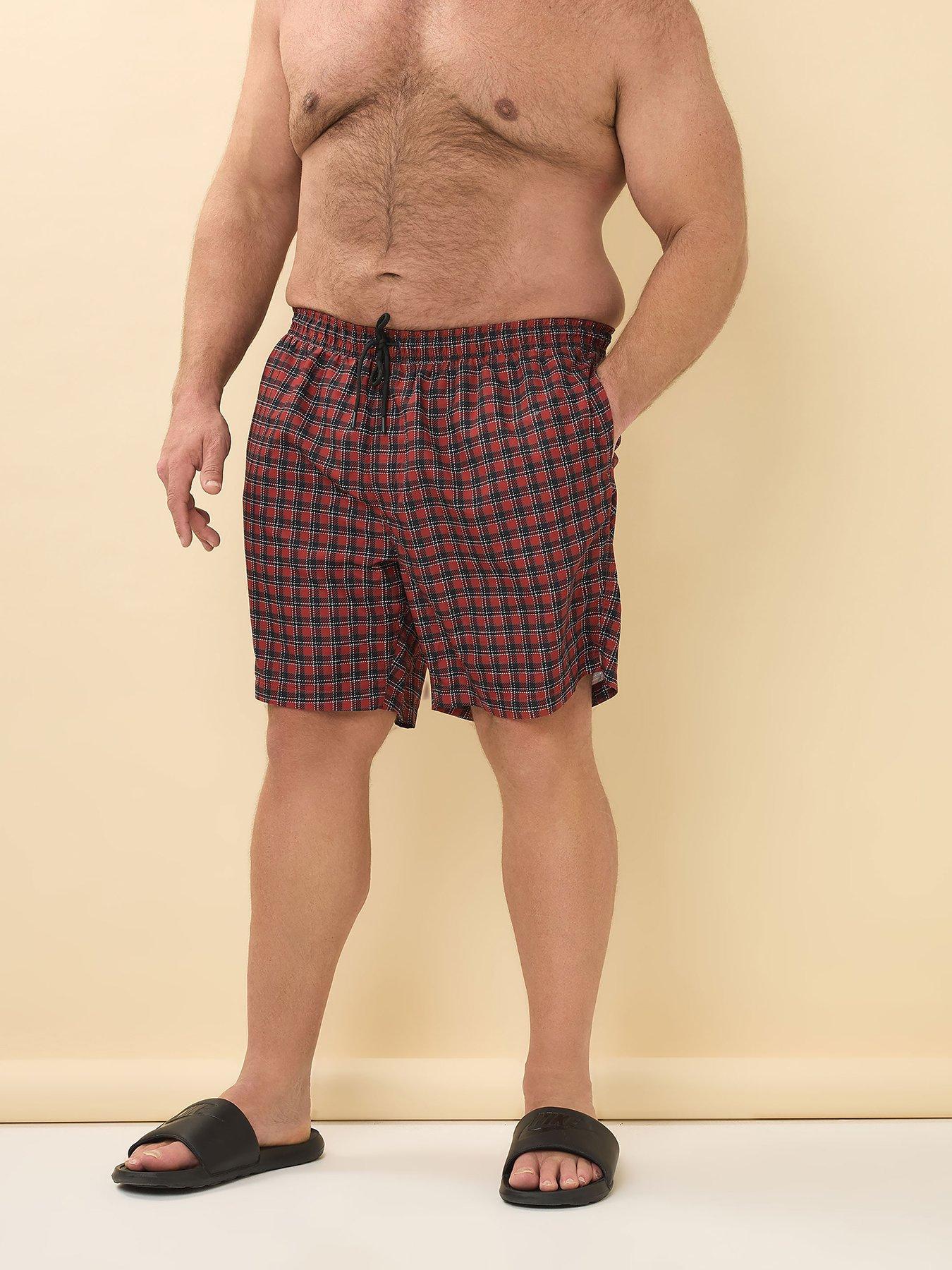 BadRhino Tartan Swimshorts, Red, Size 3Xl, Men