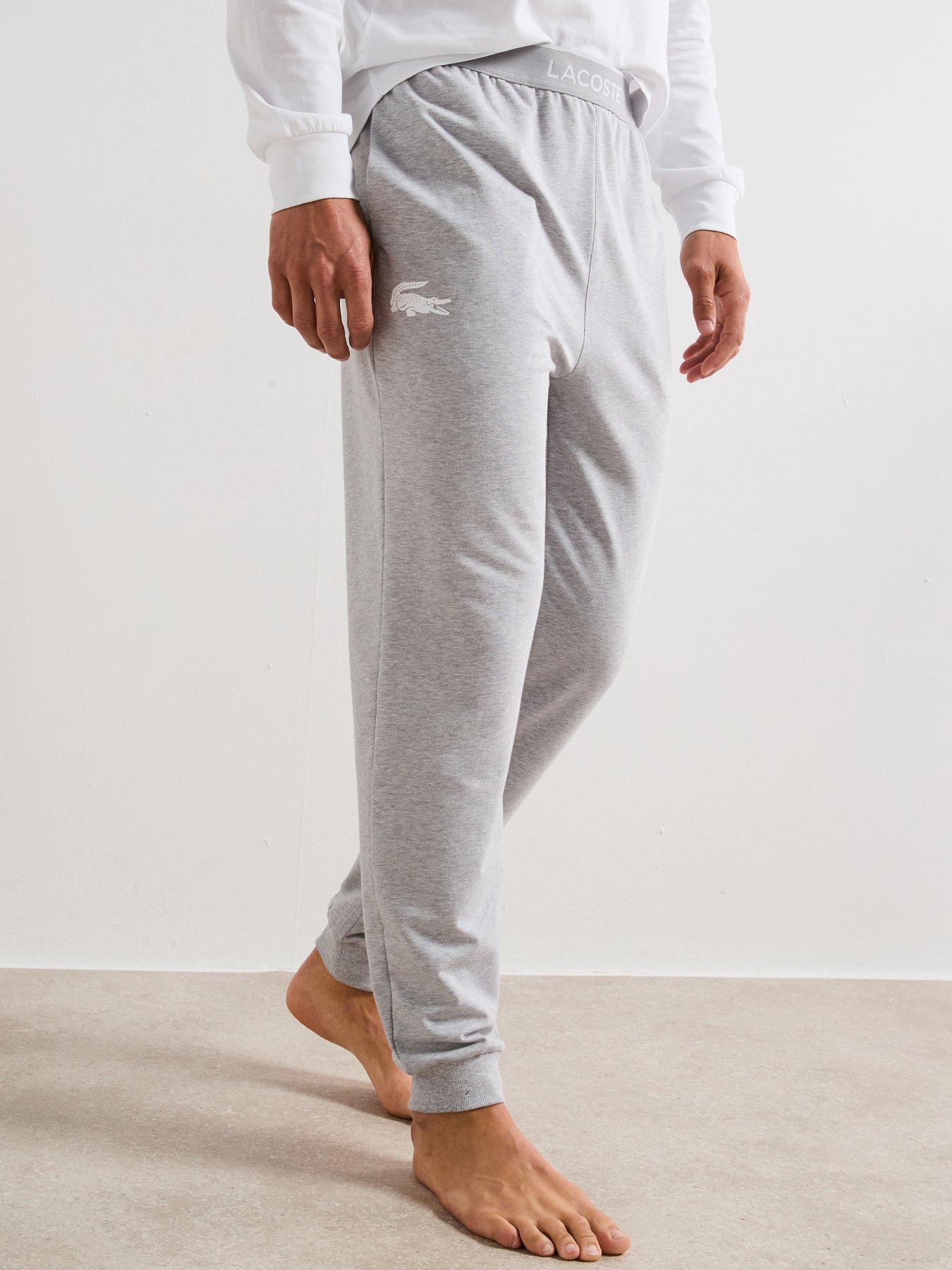 Lacoste Elasticated Waist Pyjama Bottoms- Grey, Grey, Size Xl, Men
