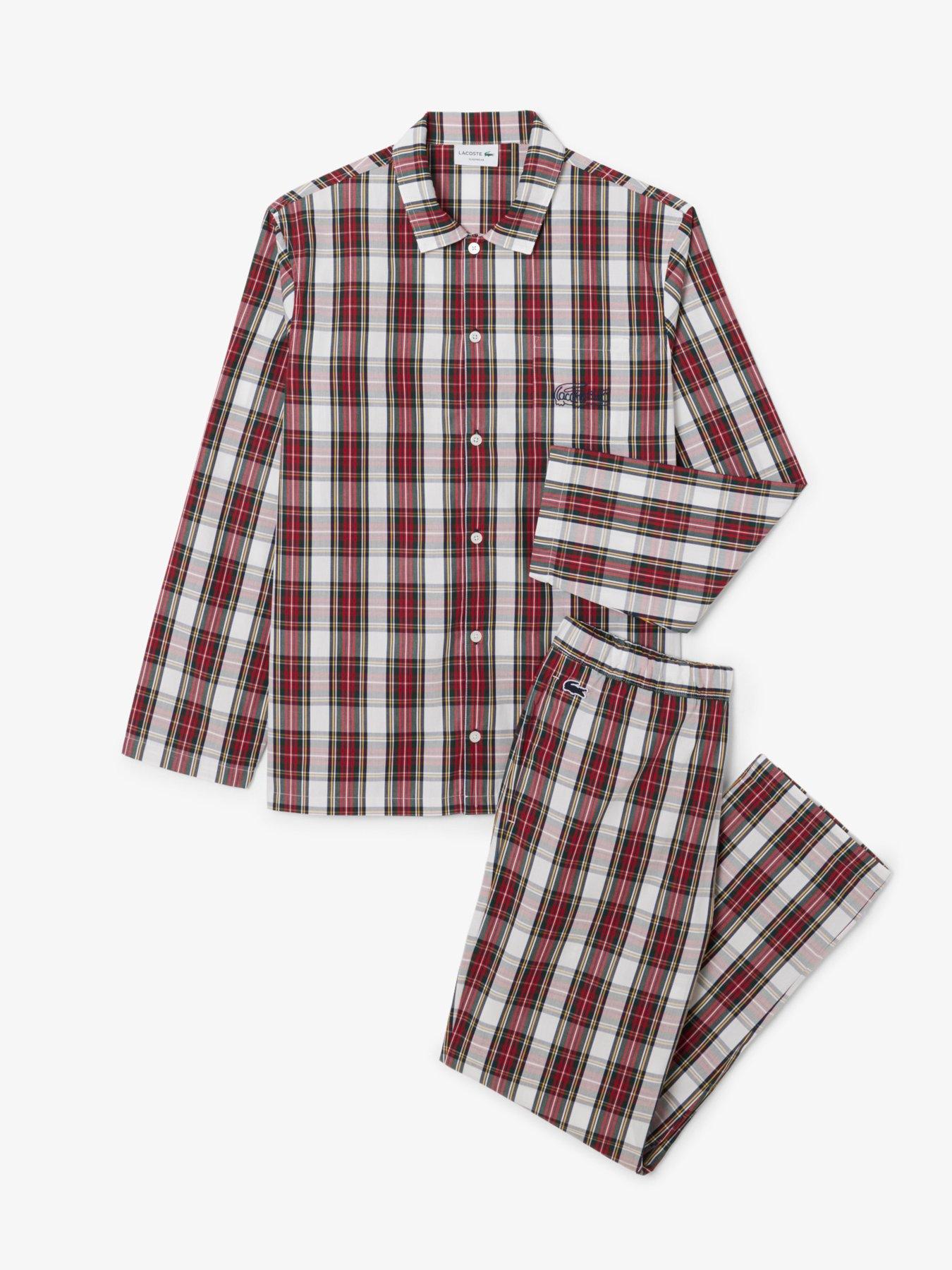 Lacoste Long Sleeve Checked Pyjama Set- Red