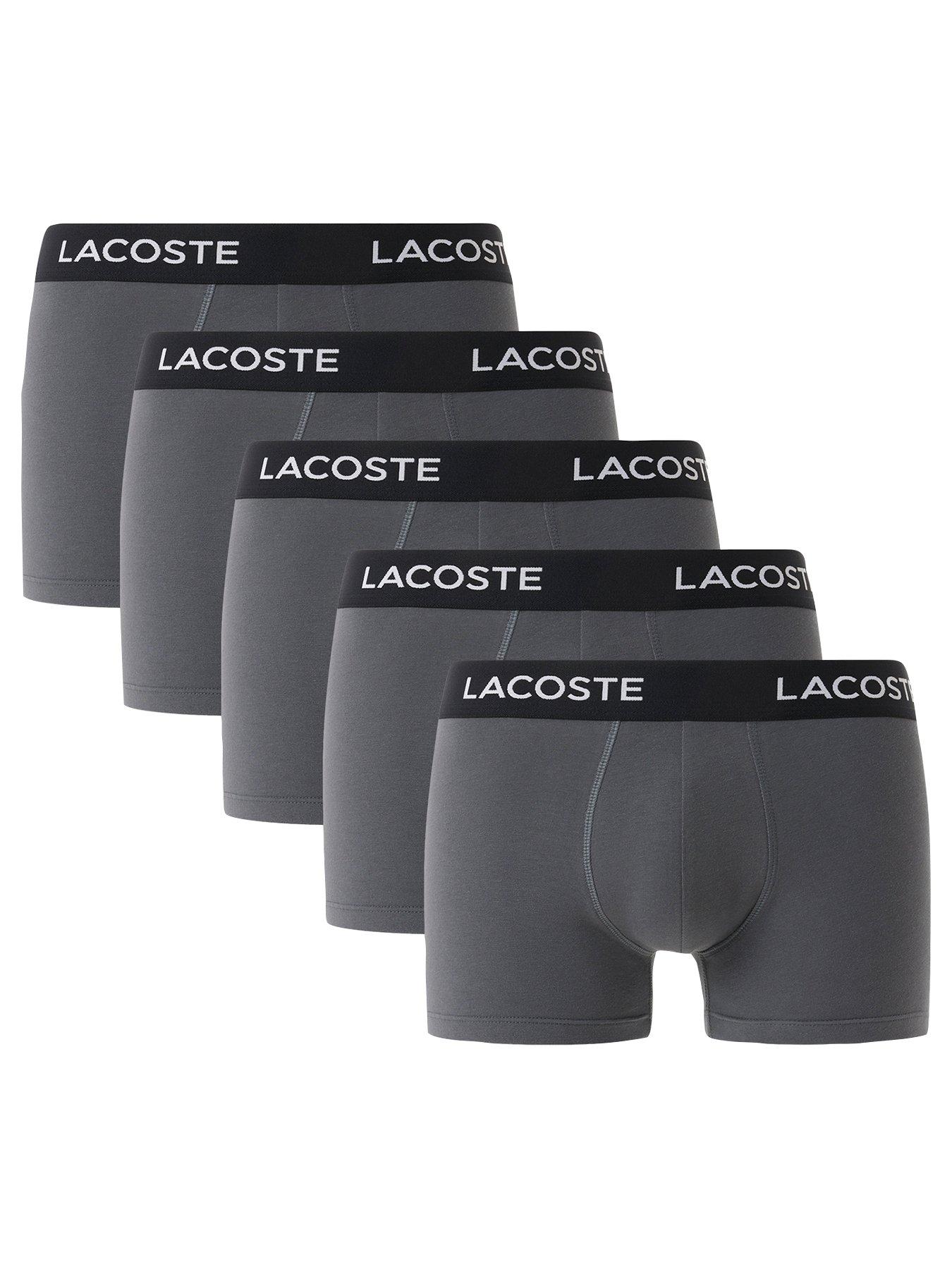 Lacoste 5 Pack Cotton Trunks- Grey