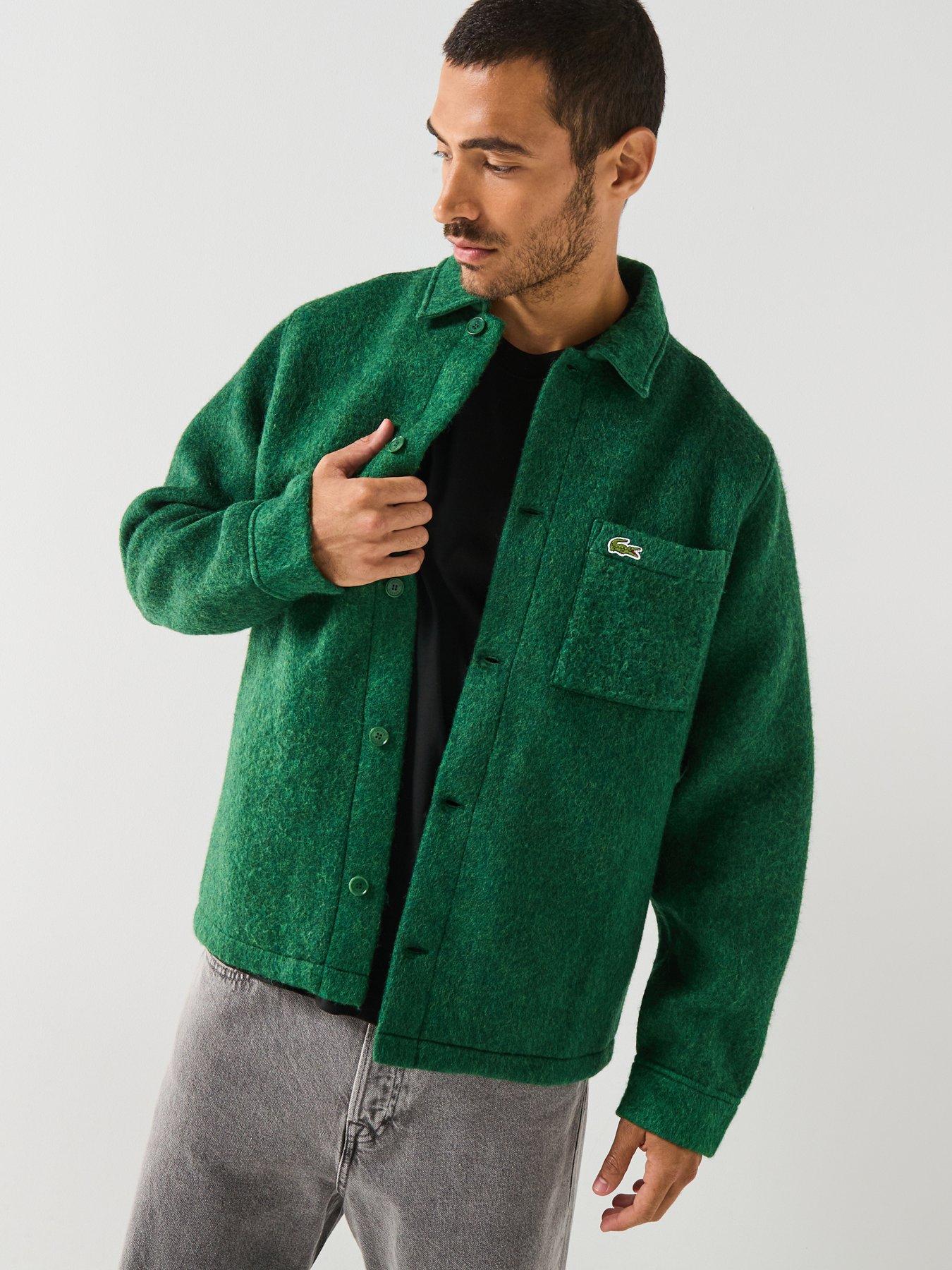 Lacoste Lacoste Green Brushed Felt Heavyweight Overshirt- Green