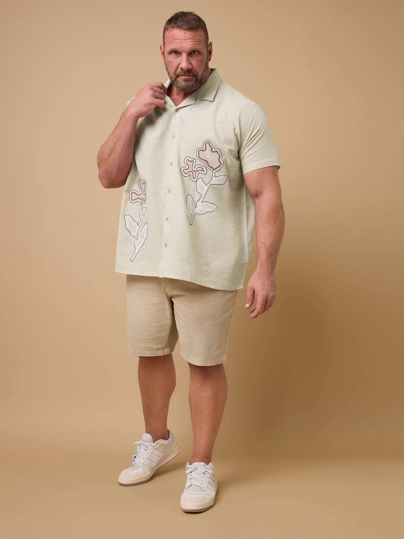 Image 3 of 6 of BadRhino Embroidered Short Sleeve Shirt - Natural