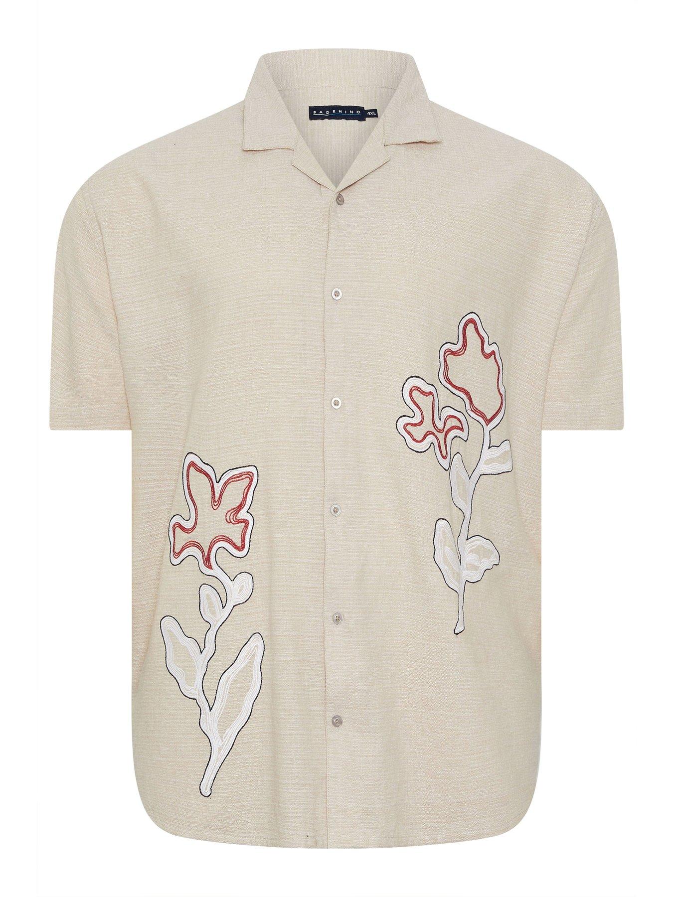 Image 5 of 6 of BadRhino Embroidered Short Sleeve Shirt - Natural
