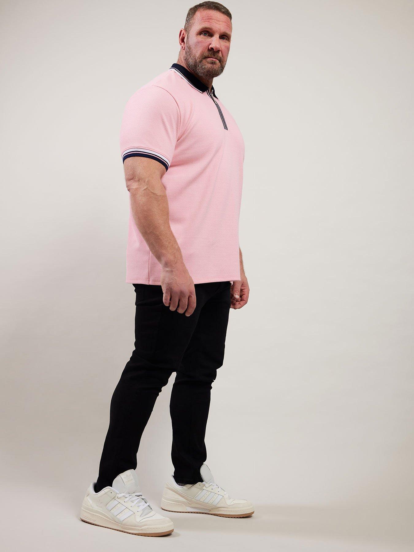 undefined Seersucker Zip Polo Shirt - Pink