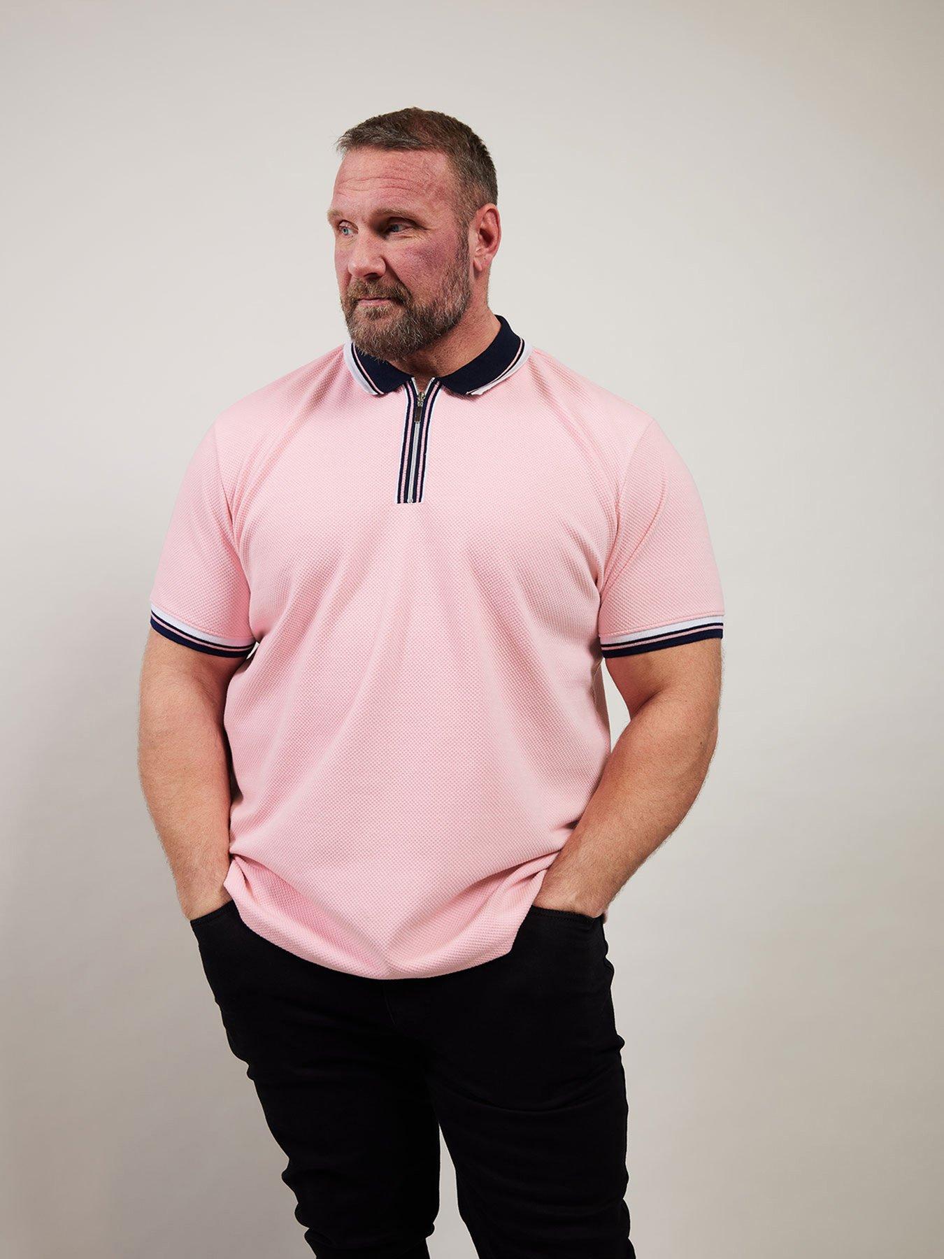 Image 4 of 6 of BadRhino Seersucker Zip Polo Shirt - Pink
