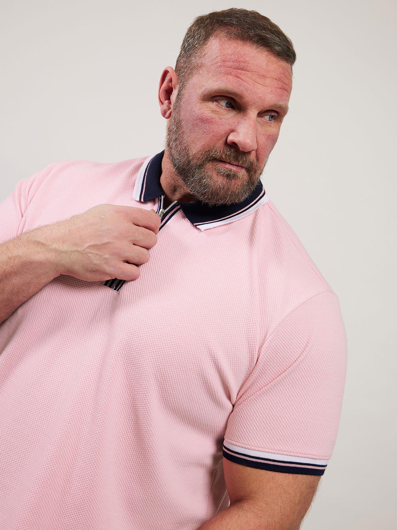 Image 5 of 6 of BadRhino Seersucker Zip Polo Shirt - Pink