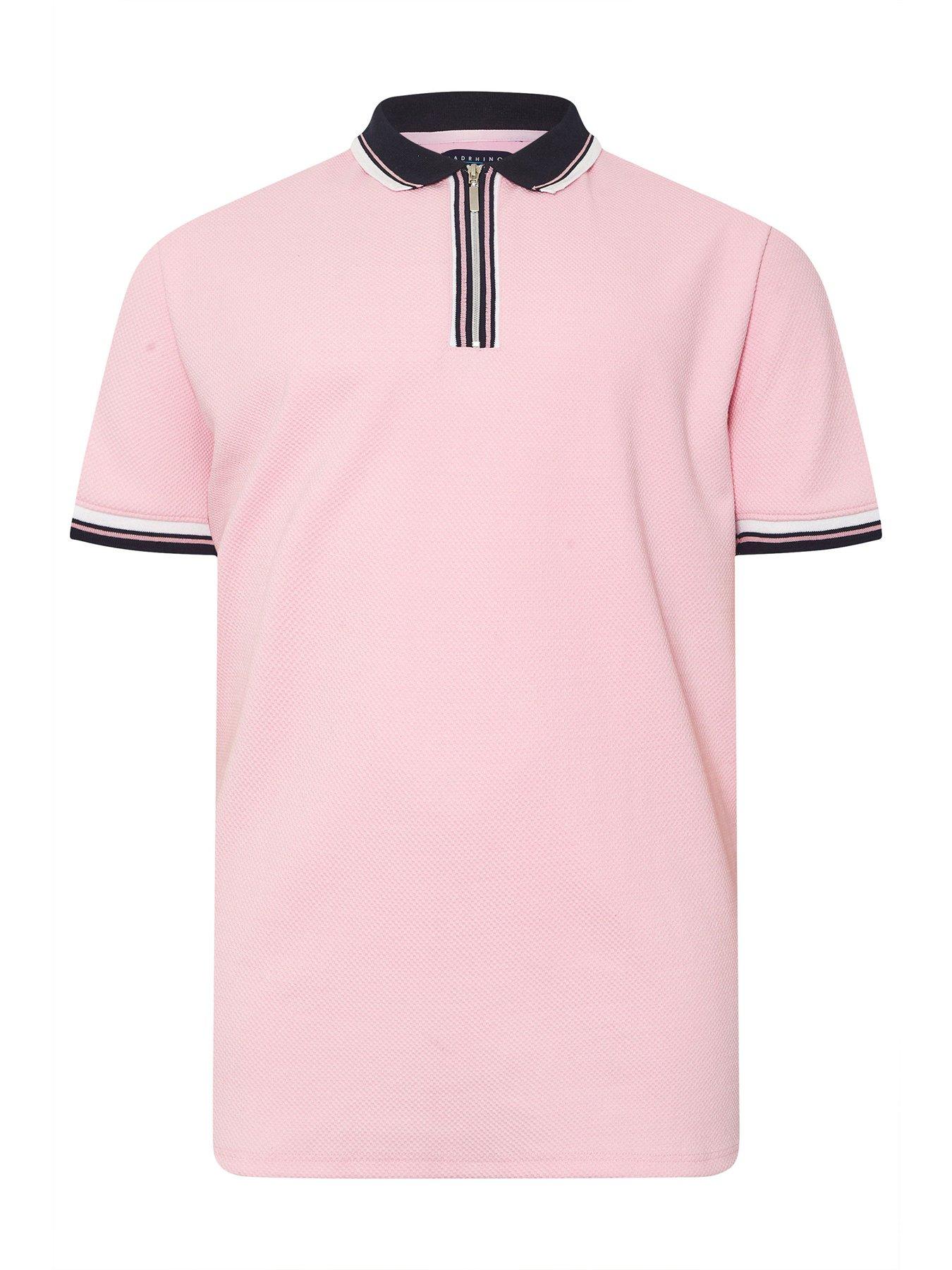 Image 6 of 6 of BadRhino Seersucker Zip Polo Shirt - Pink