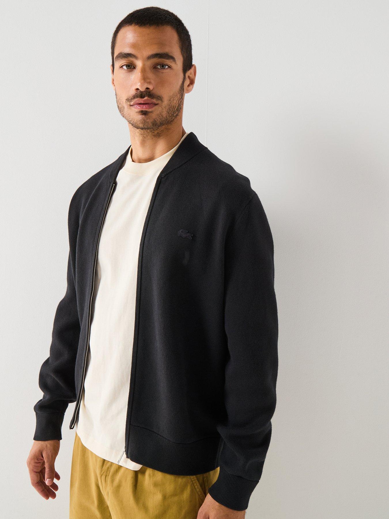Lacoste Lacoste Interlock Heavyweight Knitted Bomber- Black
