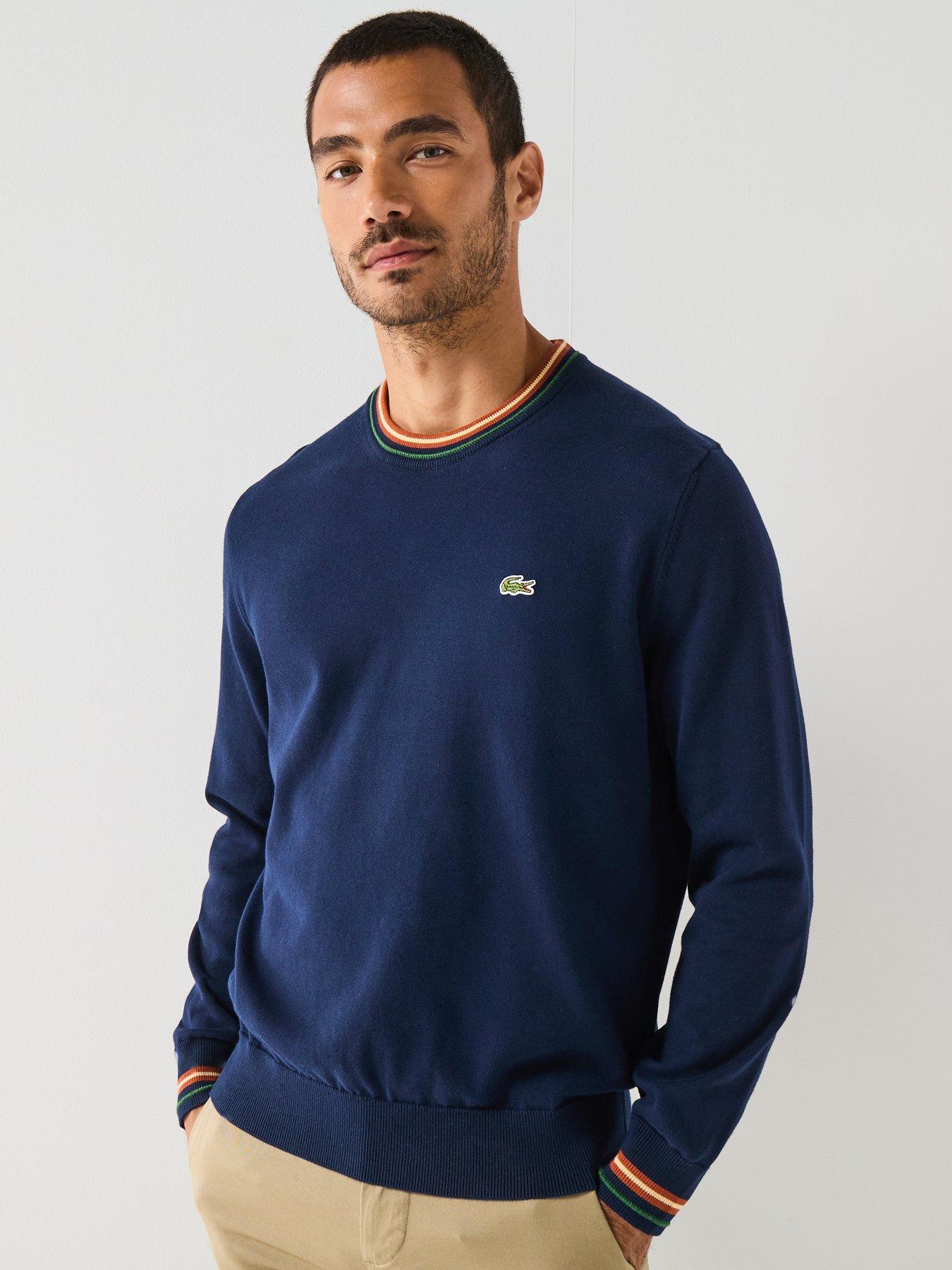 Lacoste Lacoste Stripe Accent Crew Neck Knitted Jumper - Navy