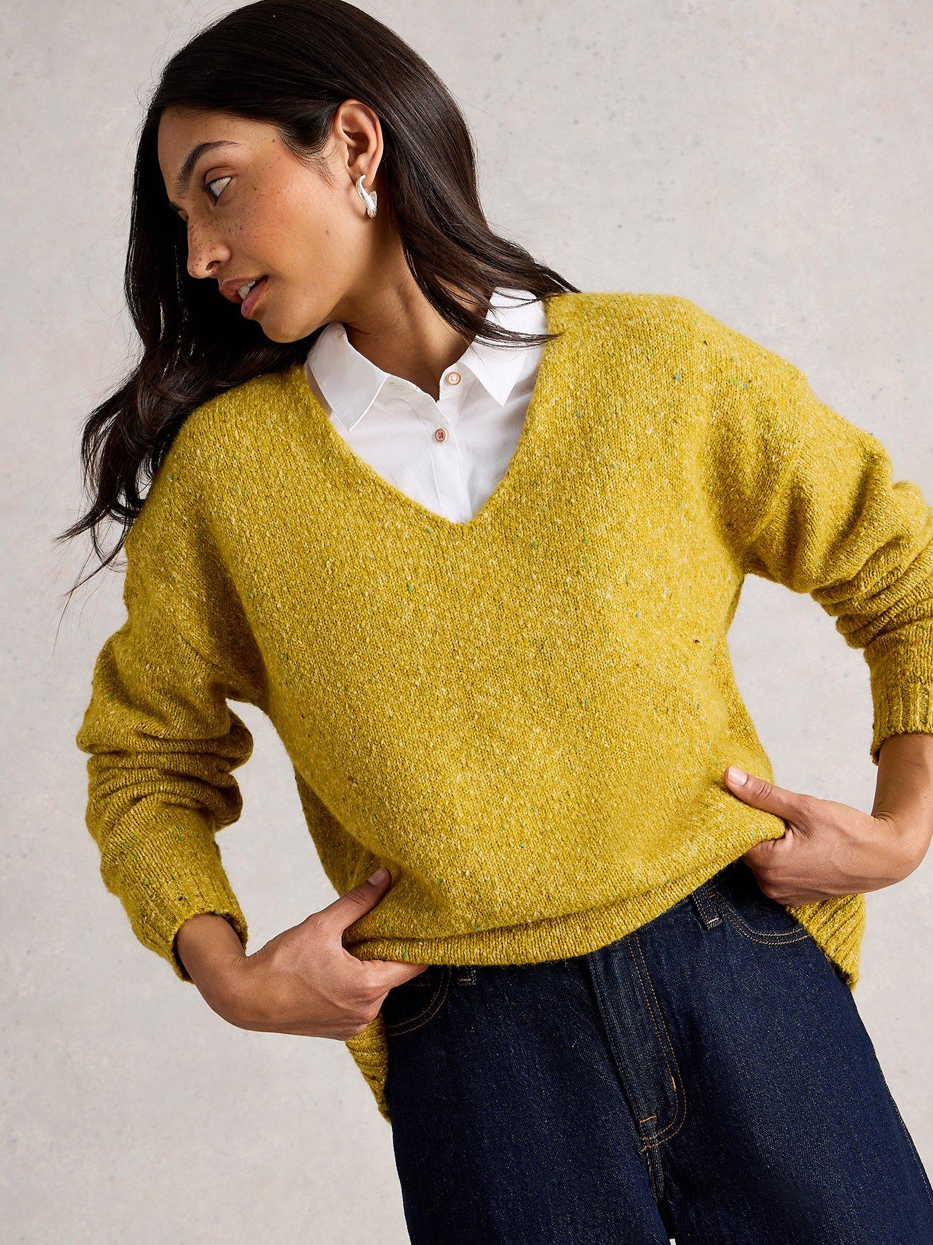 White Stuff Textured V Neck Jumper Yellow Very