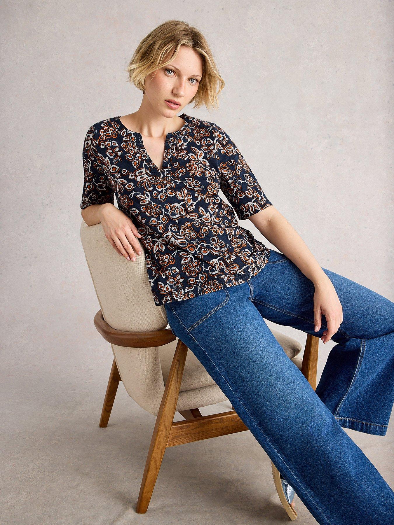 undefined Weaver Notch Neck Tee - Navy