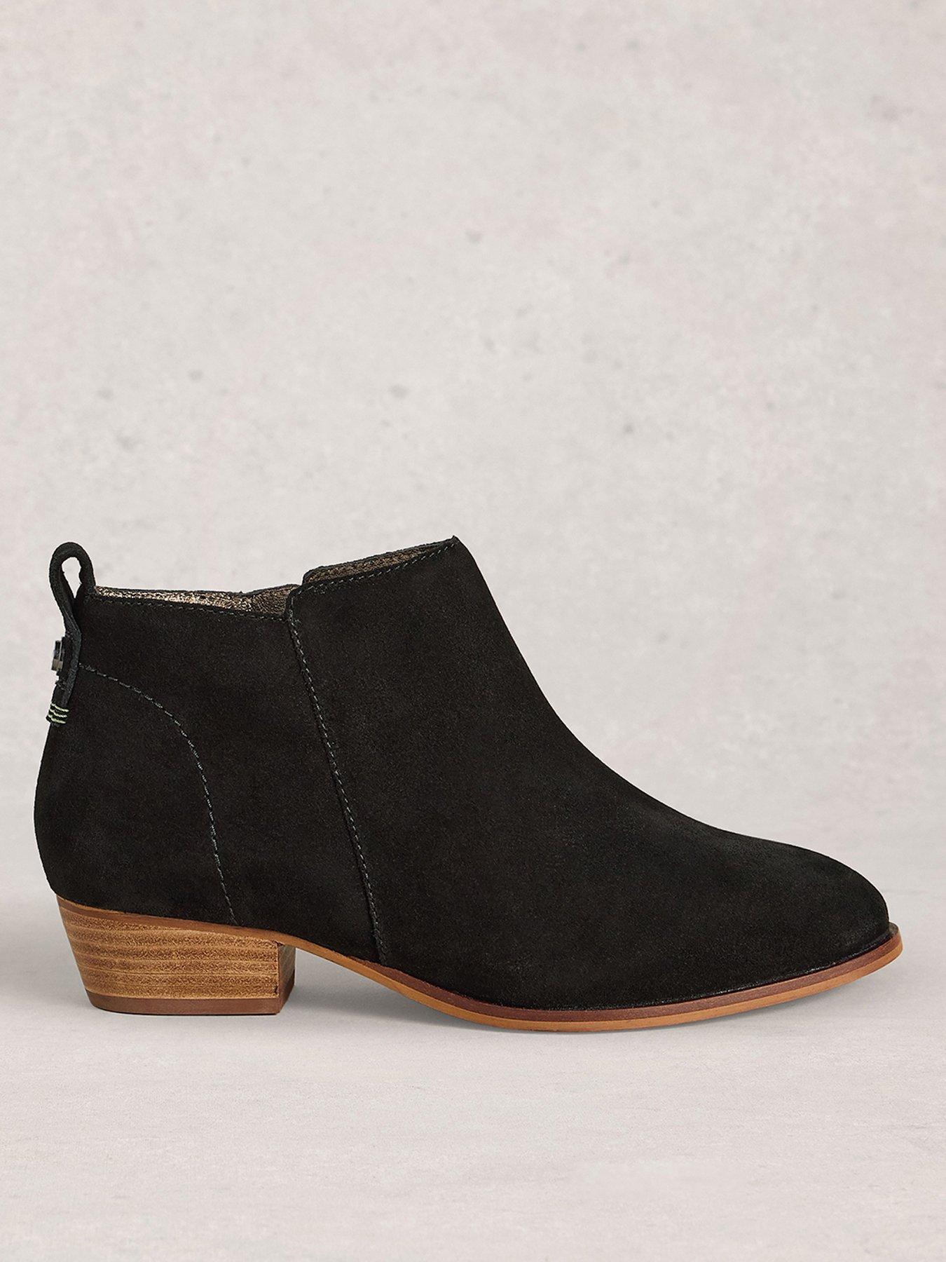 undefined Wide Fit Suede Ankle Boot - Black