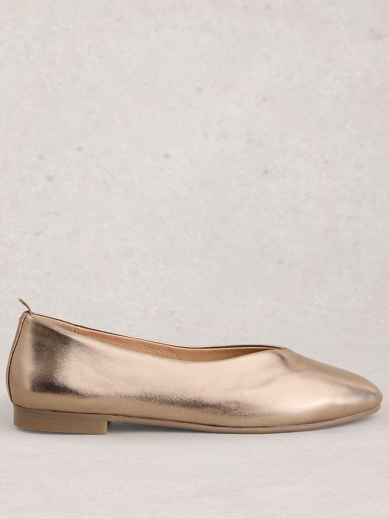 undefined Cheri Leather Ballerina Pump - Pewter Metallic
