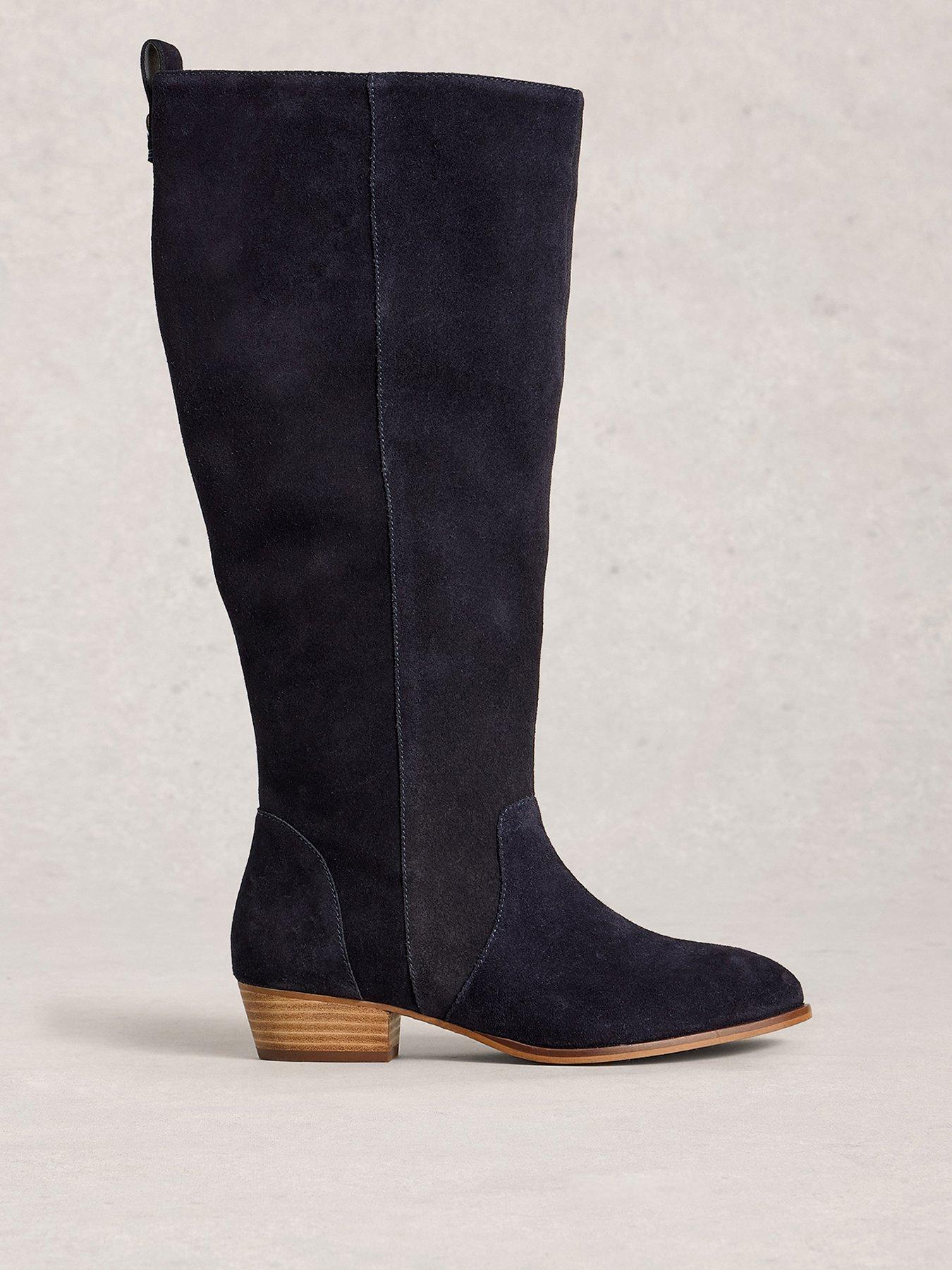 White Stuff Willow Suede Knee High Boot - Navy