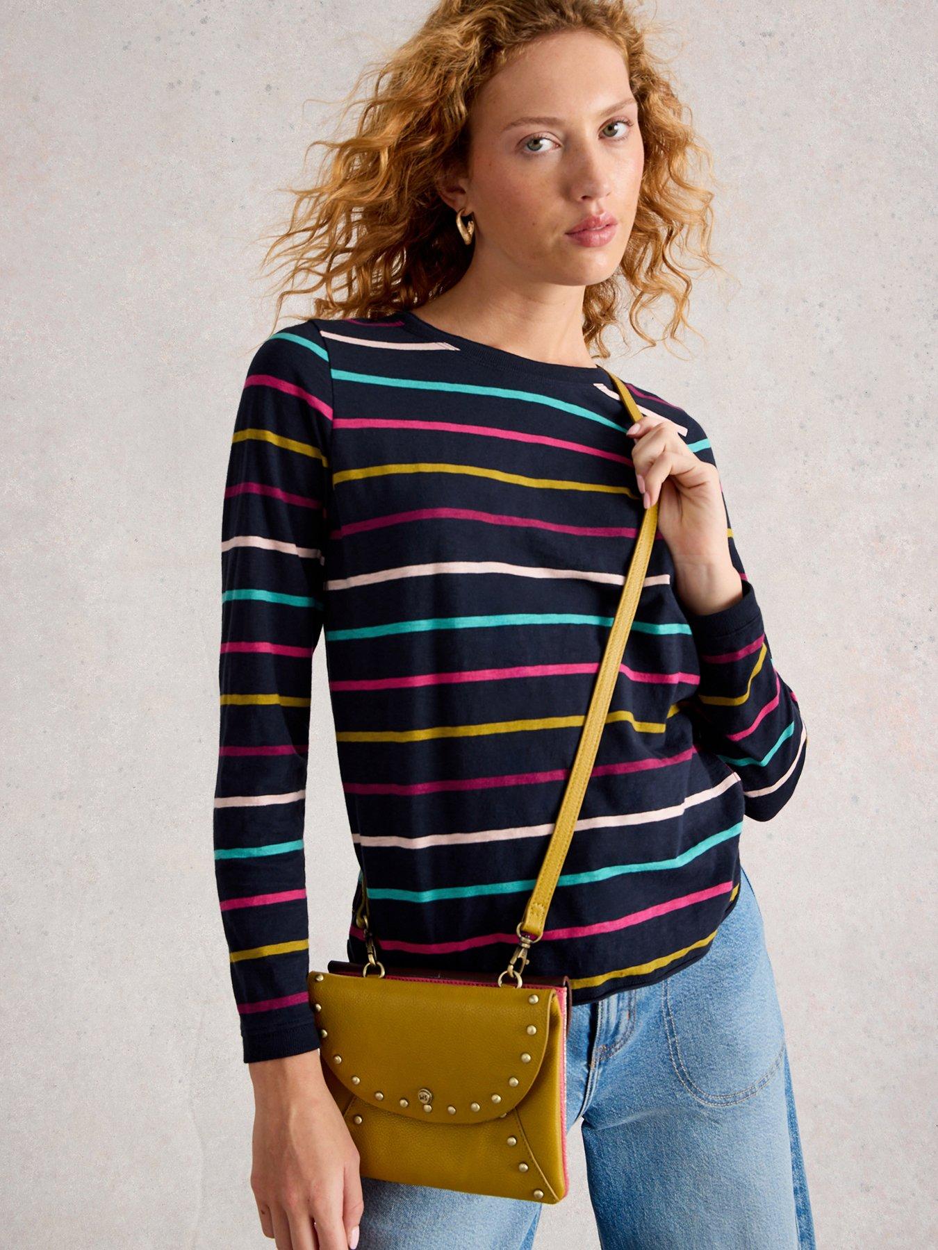 undefined Clara Stripe Long Sleeve T-Shirt - Navy