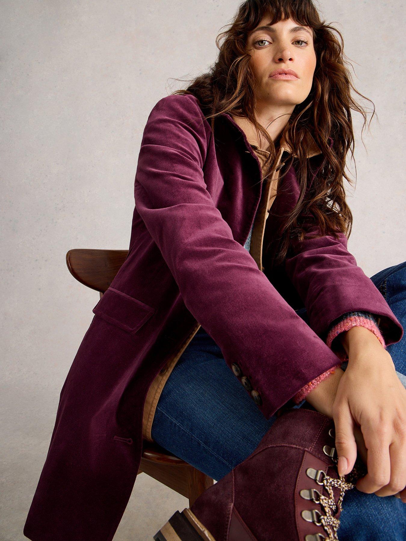 undefined Karla Velvet Coat - Purple