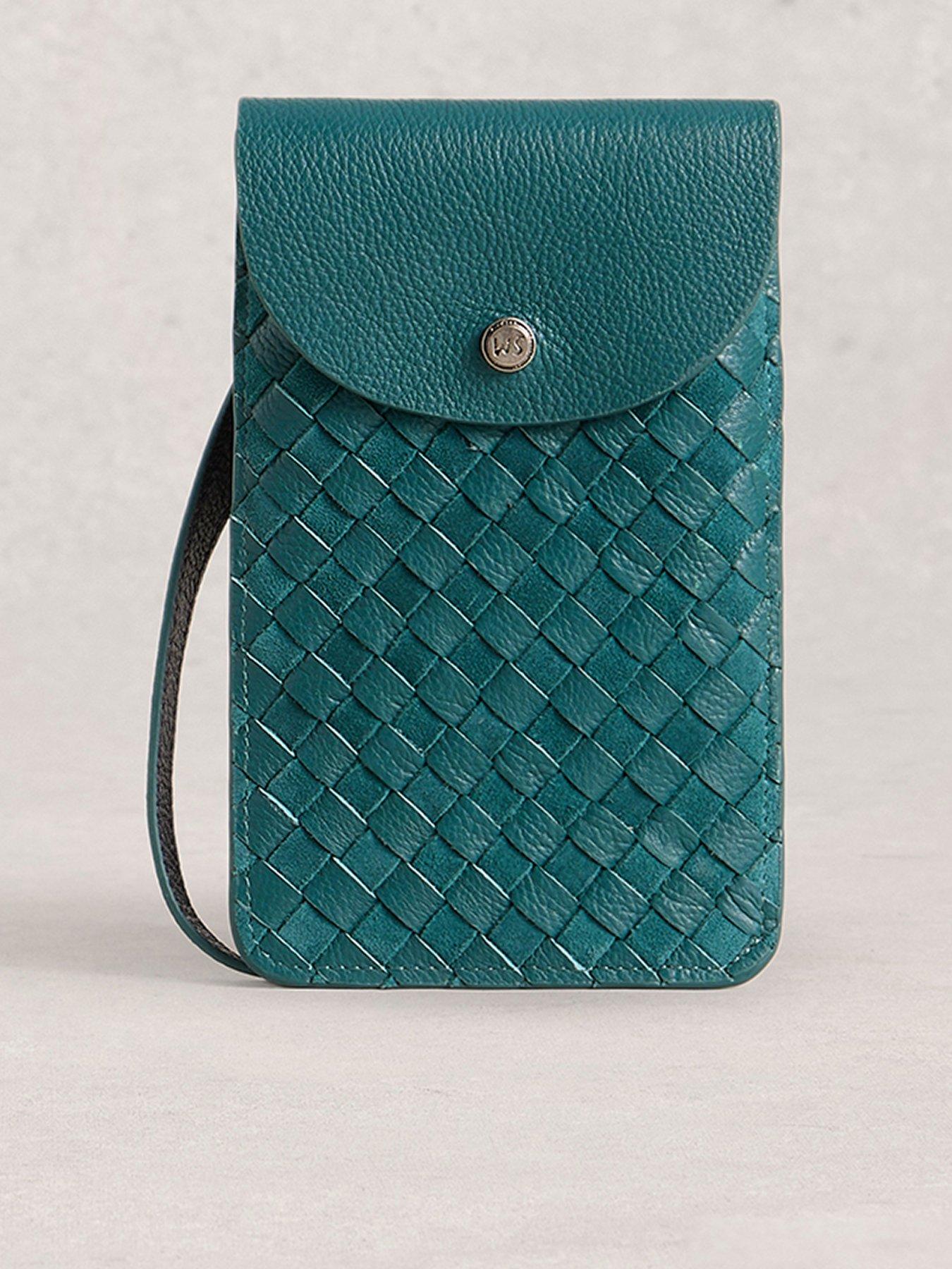 White Stuff Coco Weave Leather Phone Bag - Blue