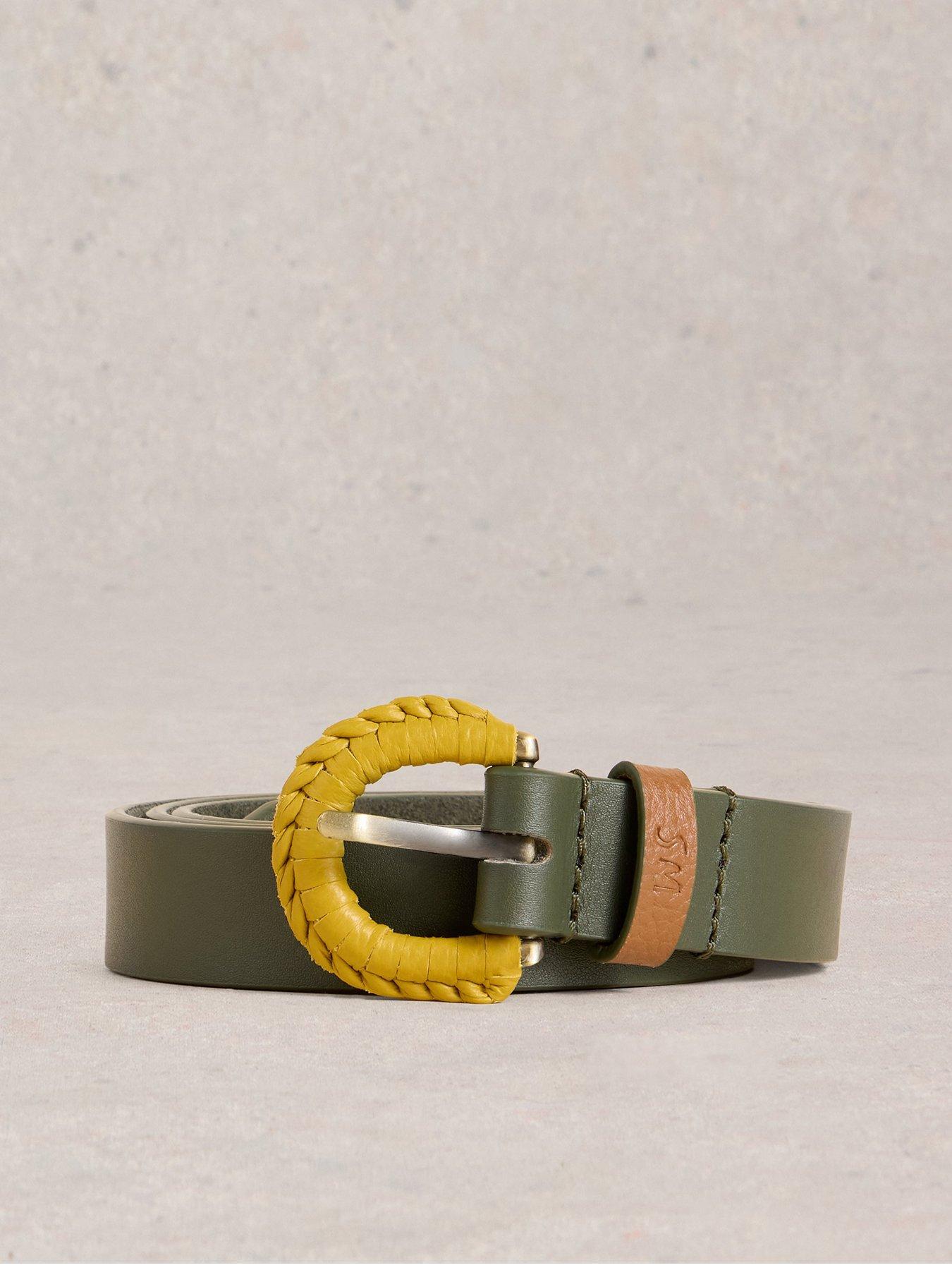 White Stuff Woven Buckle Belt - Green