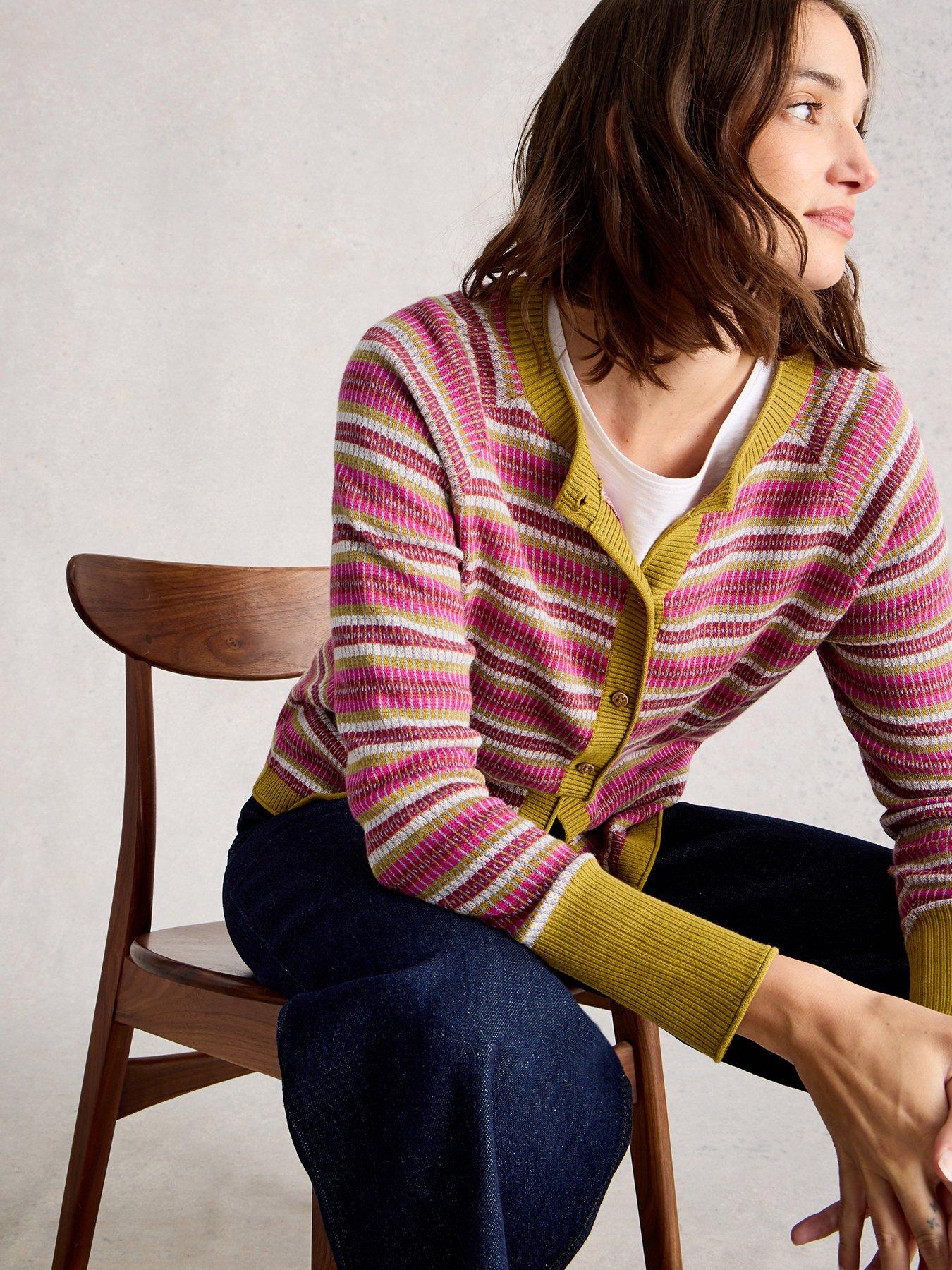 Image 1 of 6 of White Stuff Lulu Pattern Cardi - Pink