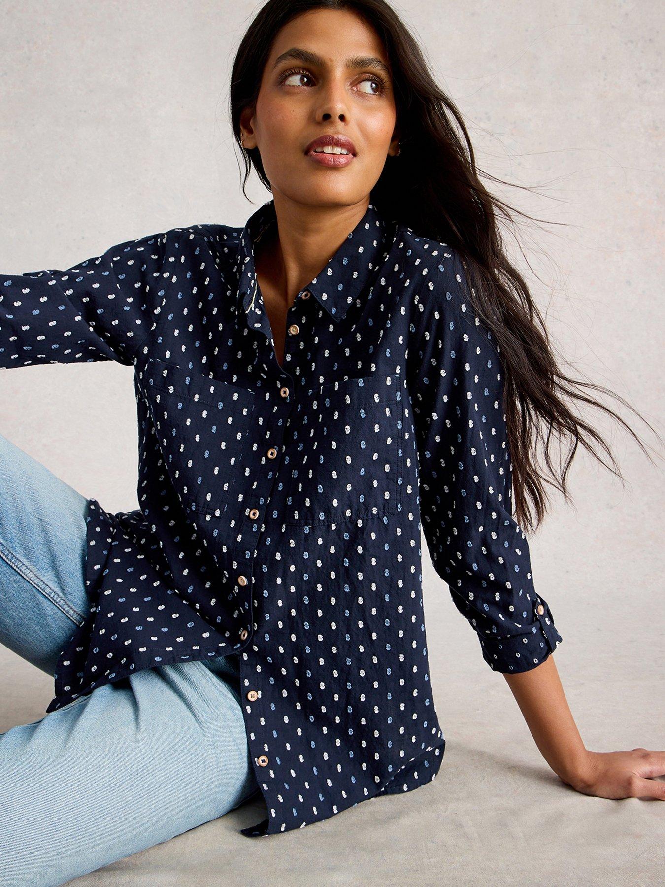 Image 4 of 6 of White Stuff Sophie Longline Shirt - Navy