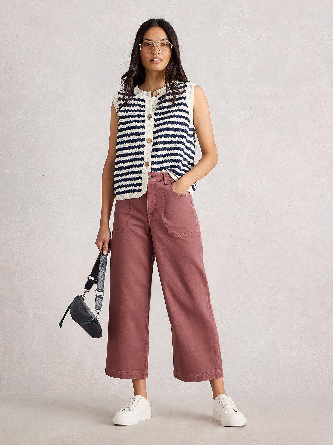 Image 3 of 6 of White Stuff Tia Wide Leg Crop Jean - Pink