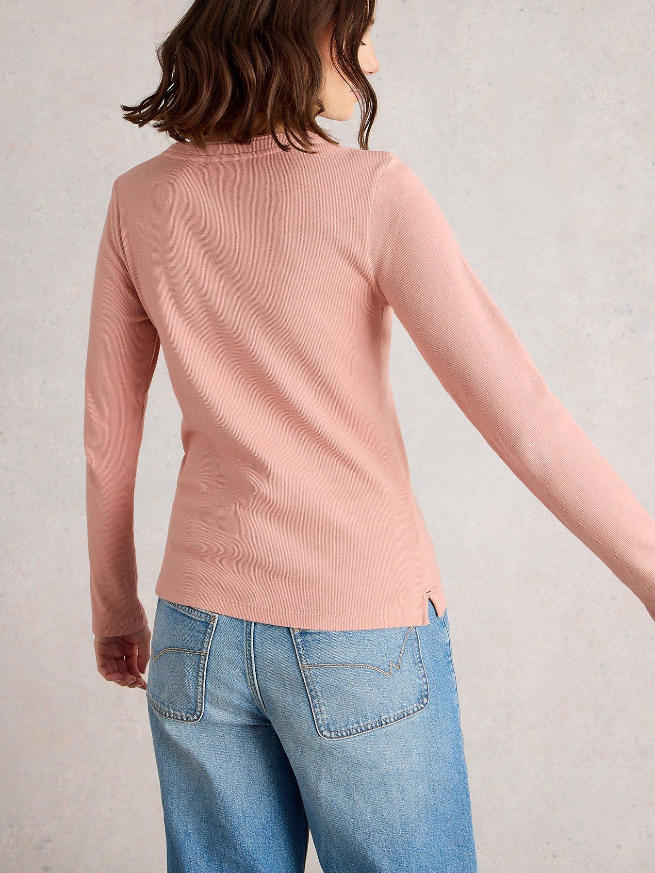Image 2 of 6 of White Stuff Sadie Long Sleeve Rib Tee - Pink
