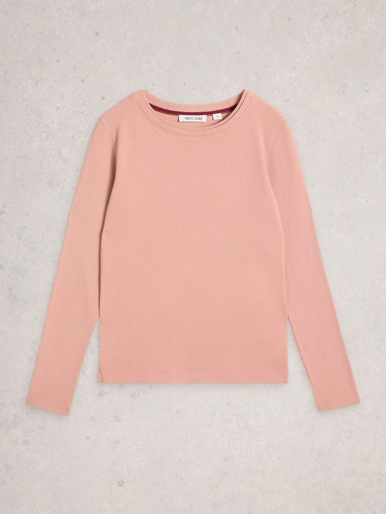 Image 5 of 6 of White Stuff Sadie Long Sleeve Rib Tee - Pink