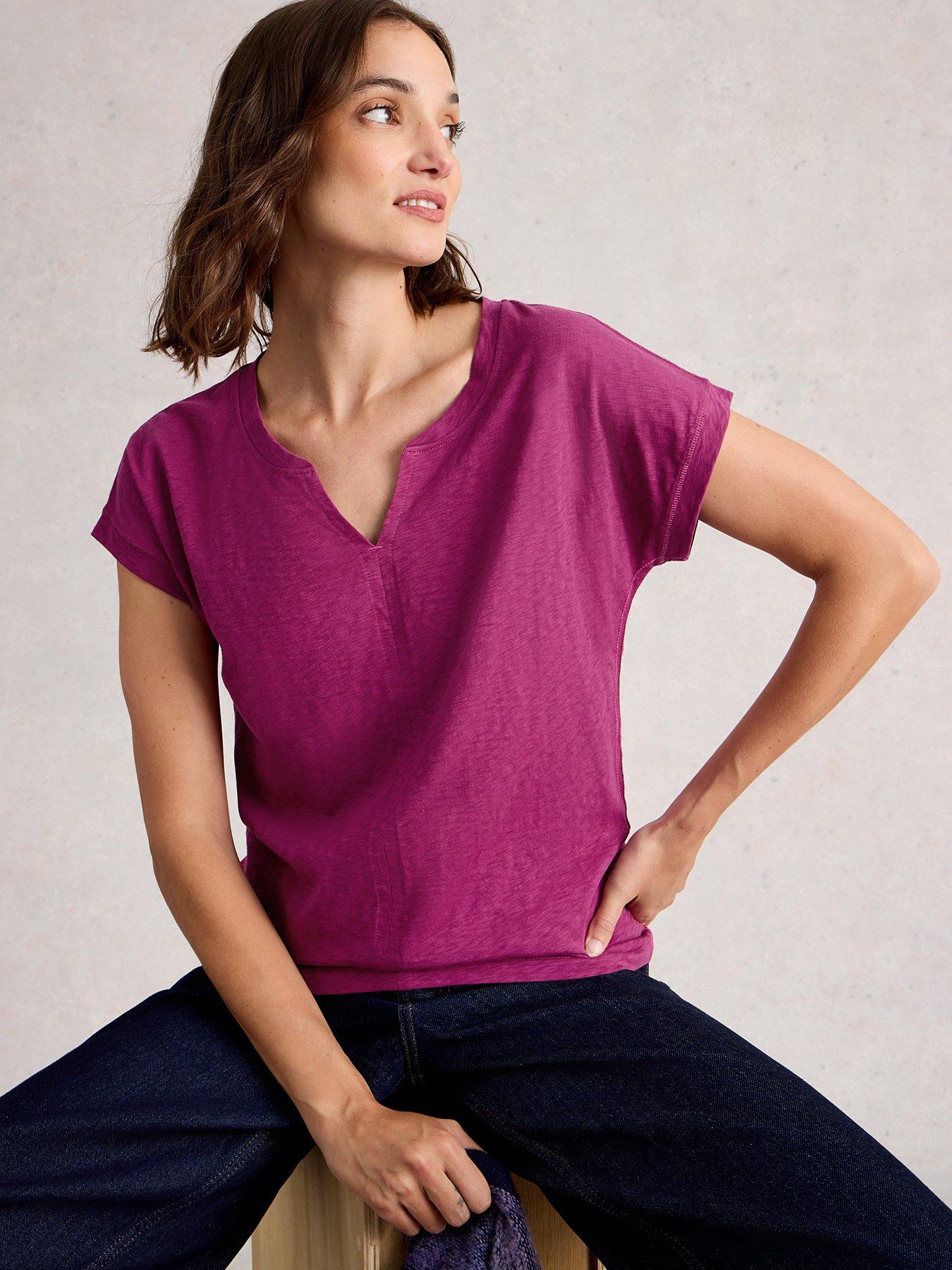 undefined Nelly Notch Neck T-Shirt - Purple