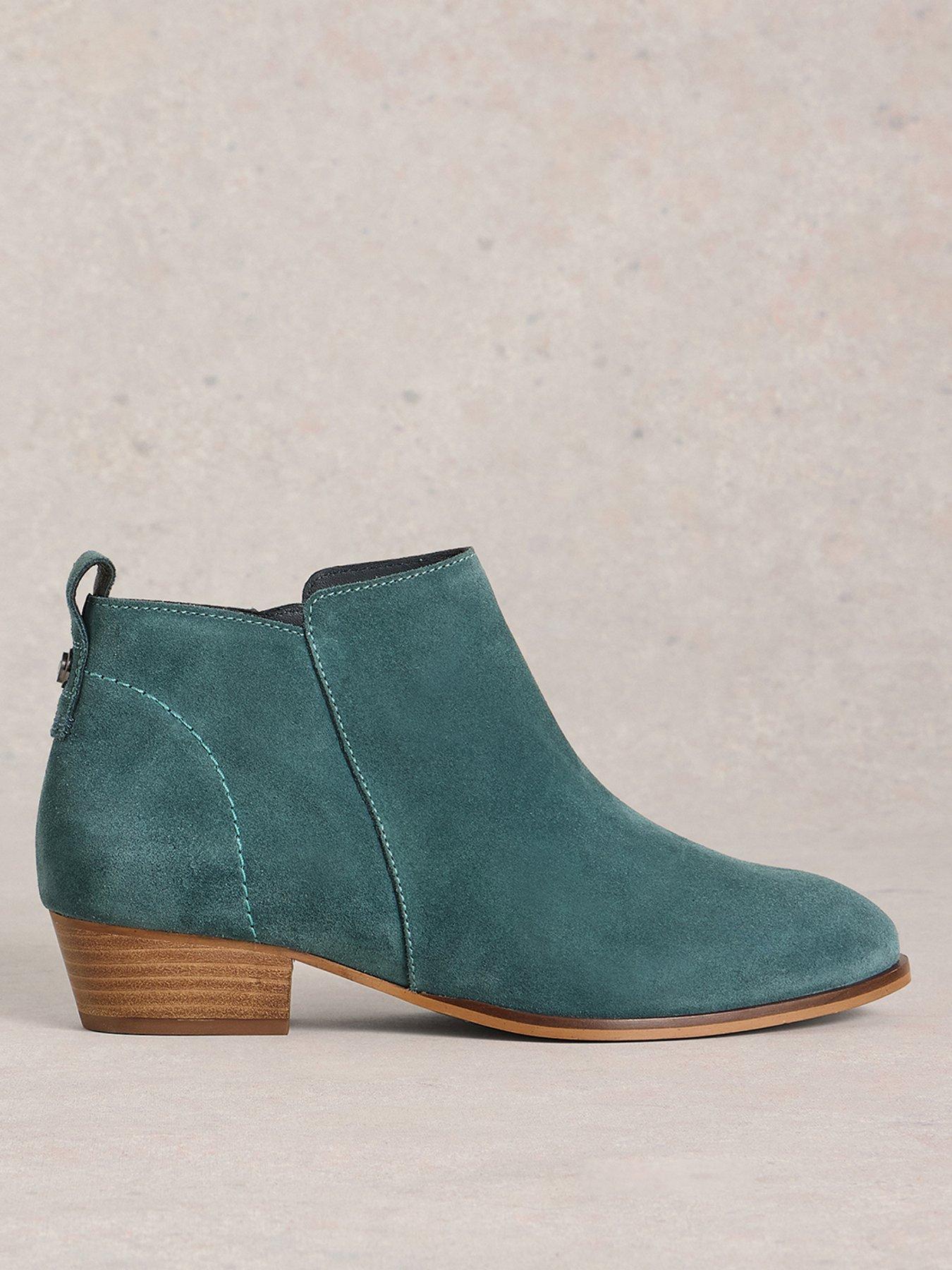 undefined Wide Fit Suede Ankle Boot - Blue