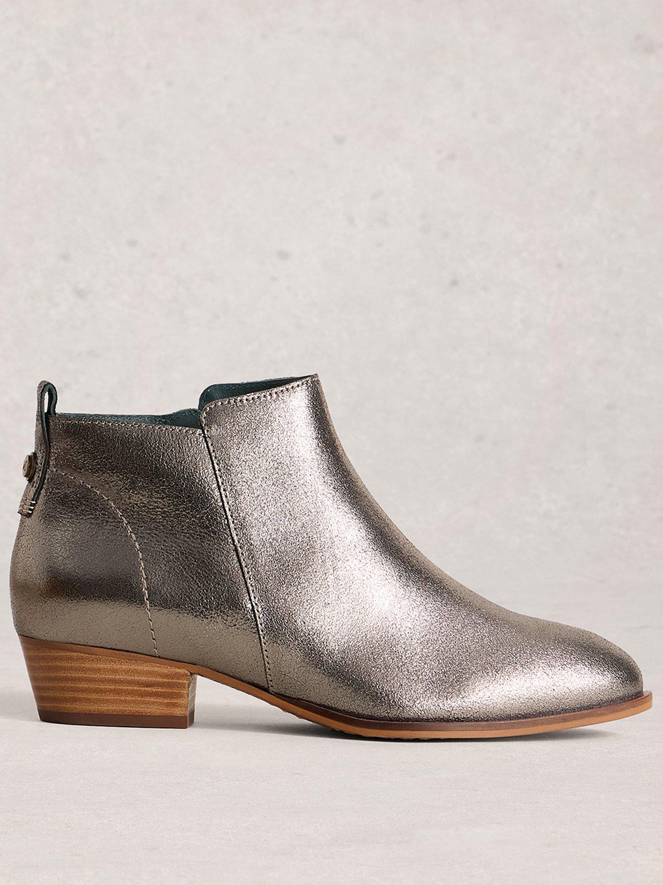 undefined Wide Fit Leather Ankle Boot - Black