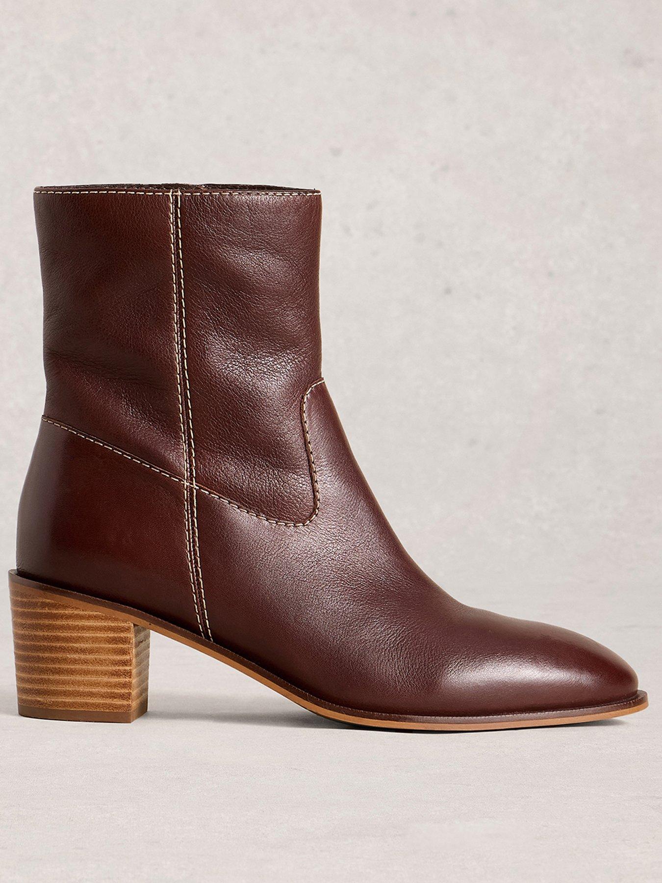undefined Izzy Block Heel Ankle Boot - Brown
