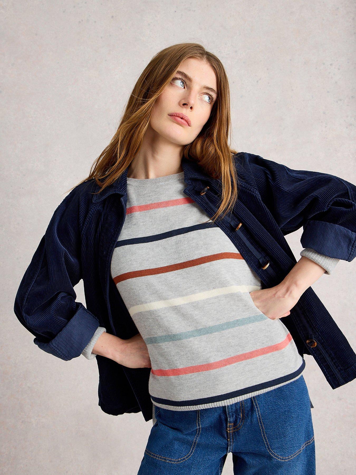 undefined Olive Stripe Jumper - Grey