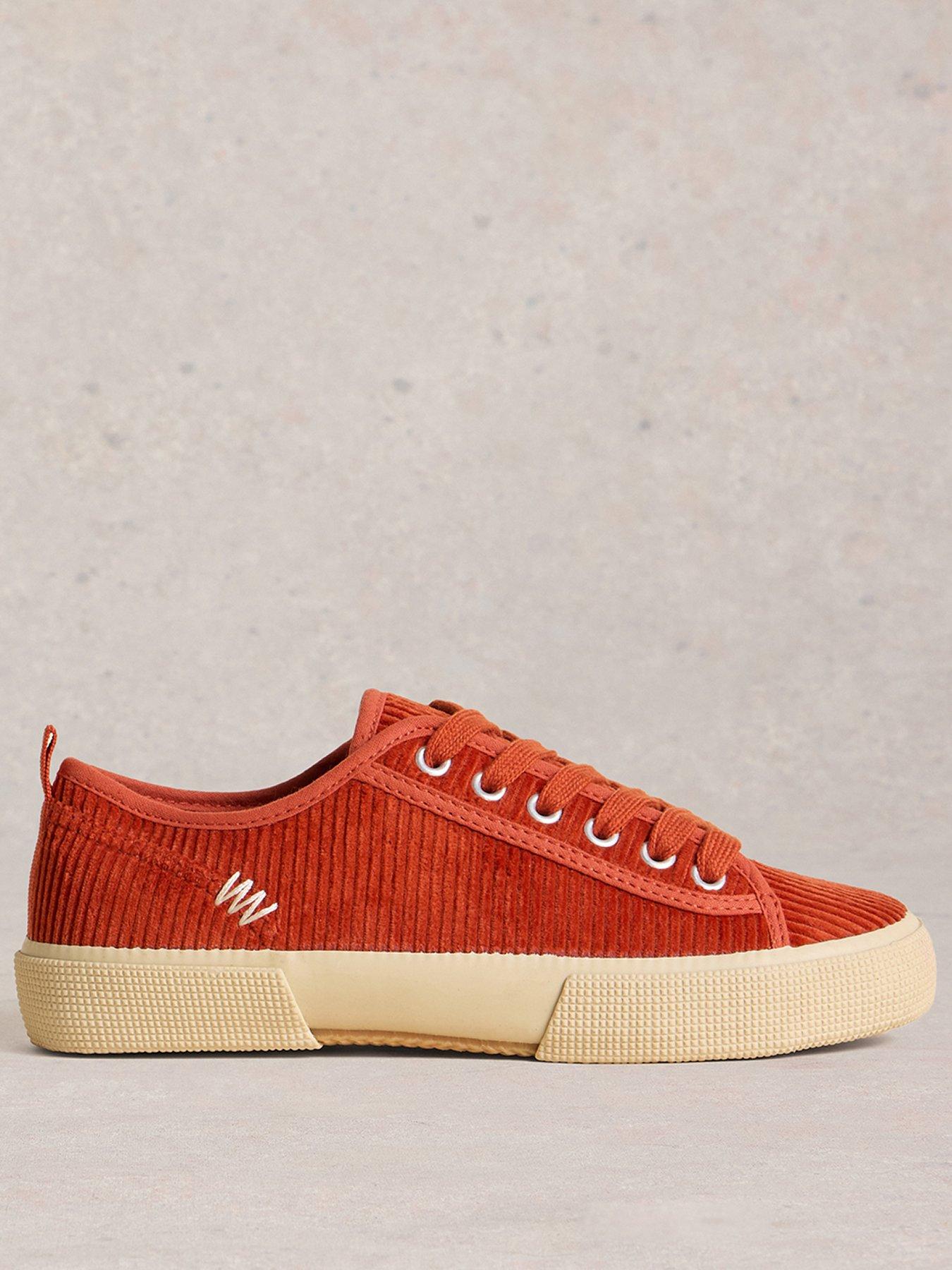 Image 1 of 4 of White Stuff Pippa Cord Lace Up Trainer - Orange