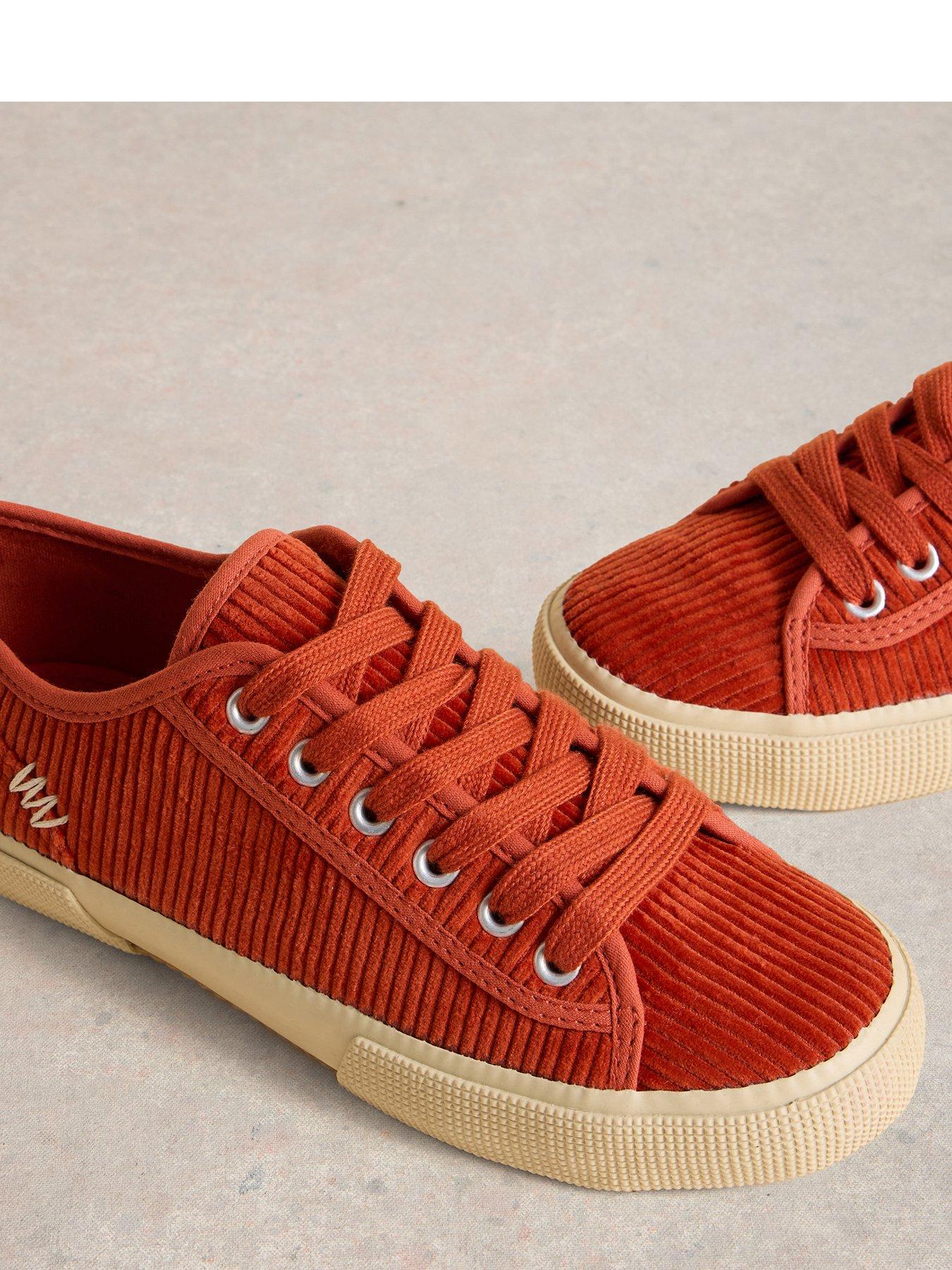 Image 4 of 4 of White Stuff Pippa Cord Lace Up Trainer - Orange