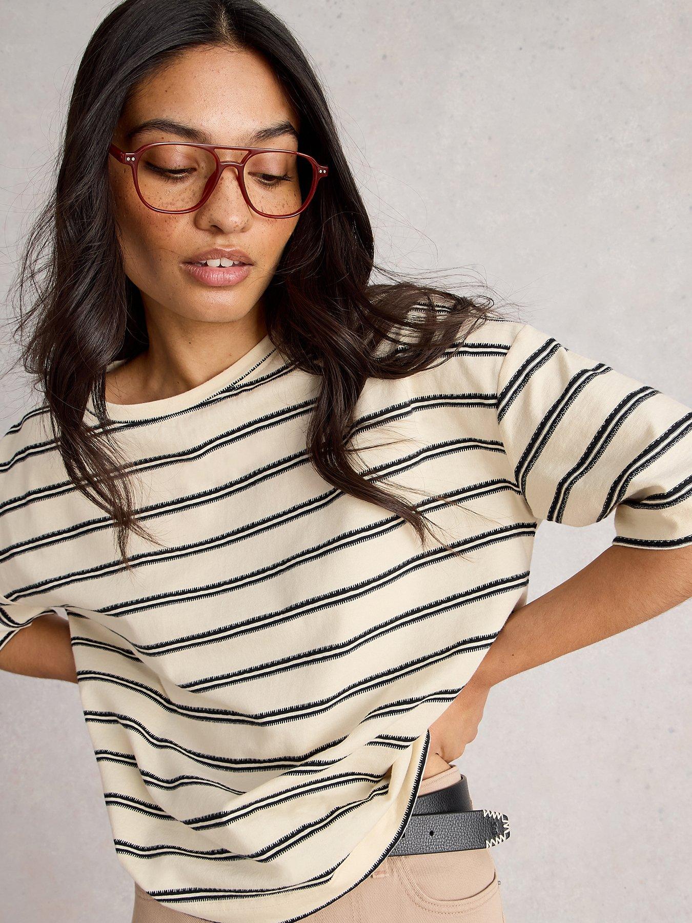 undefined Katya Stripe Tee - White
