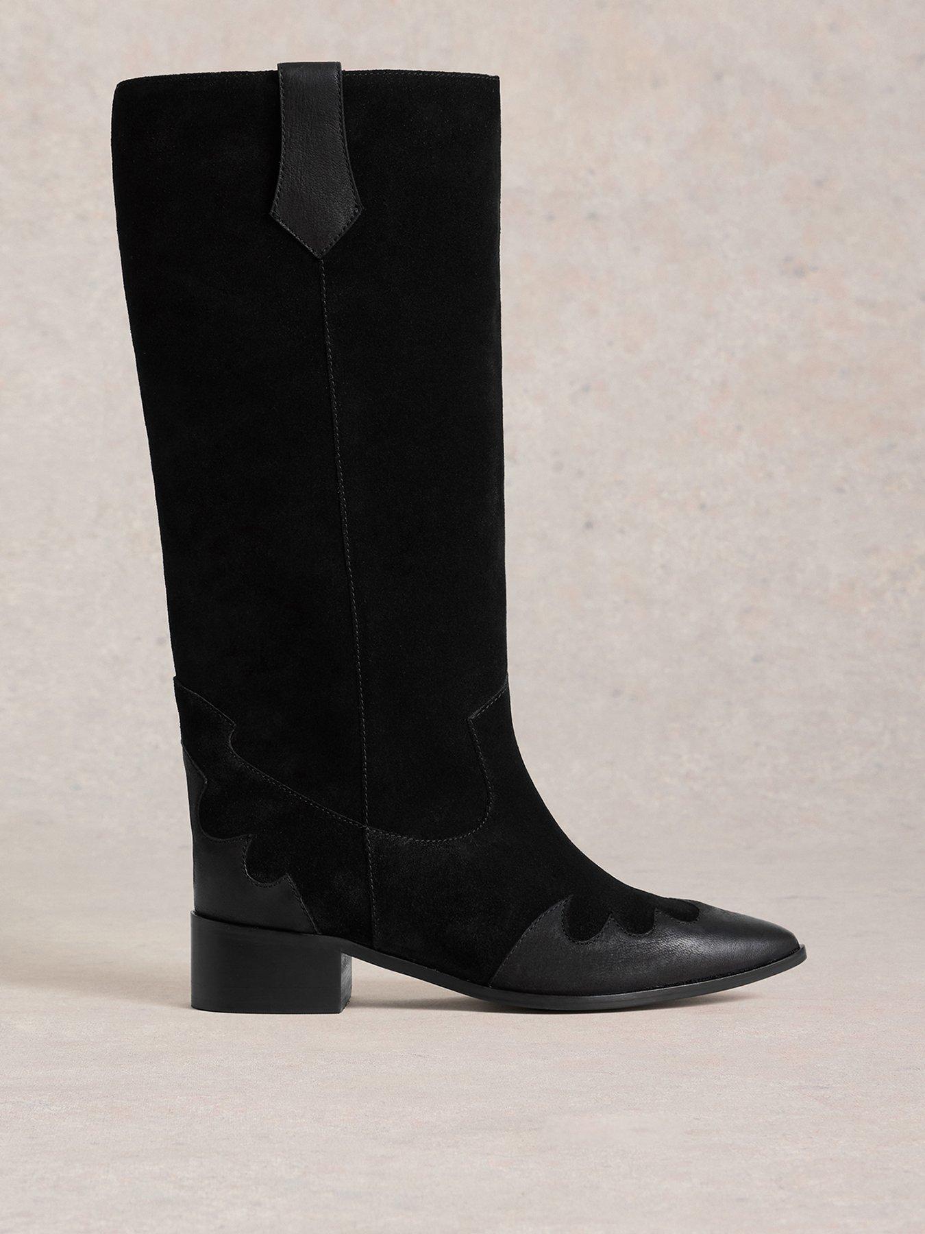 White Stuff Whitney Western Knee High Boot - Black