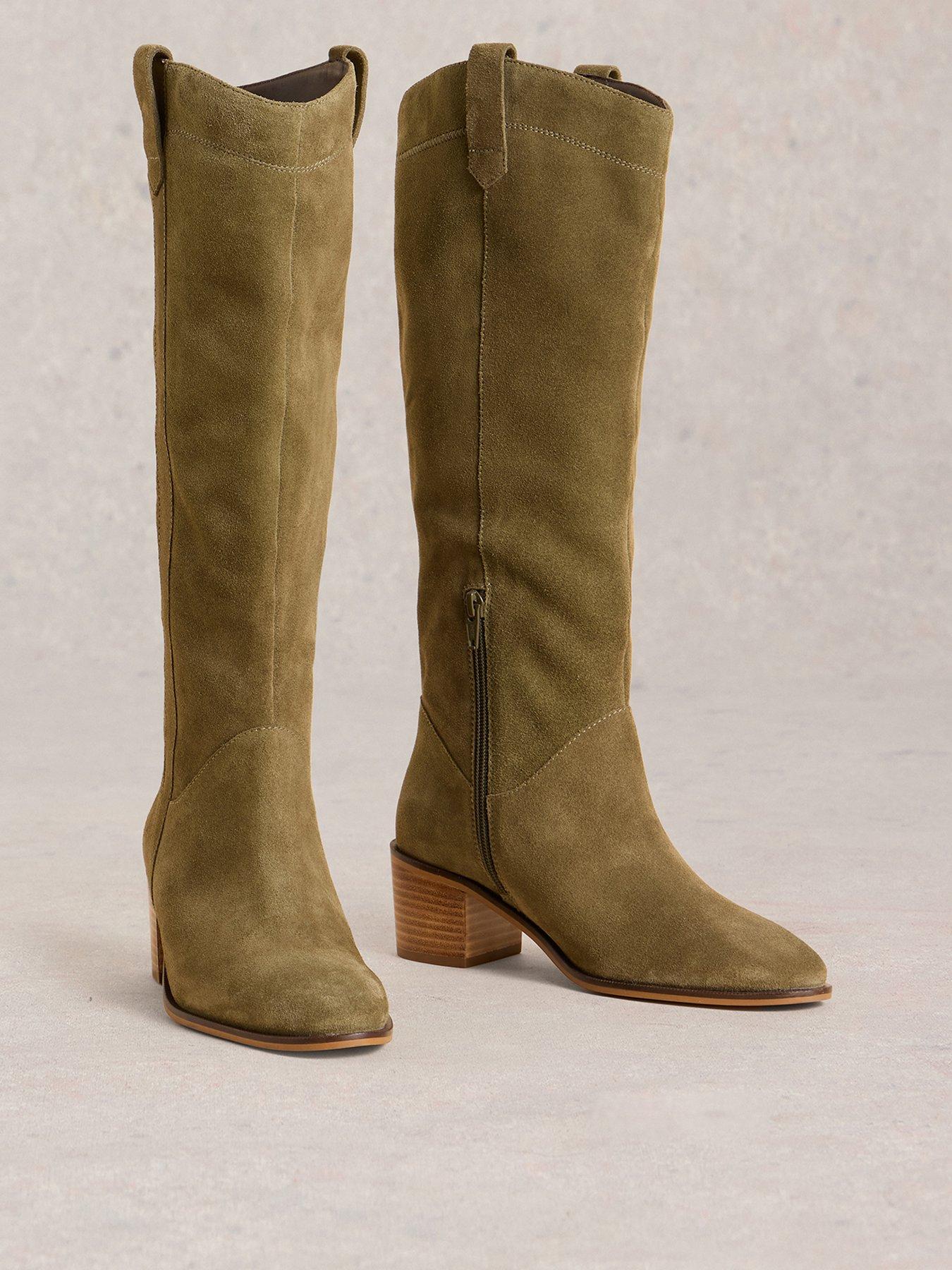 White Stuff Izzy Suede Knee High Boot Green Very