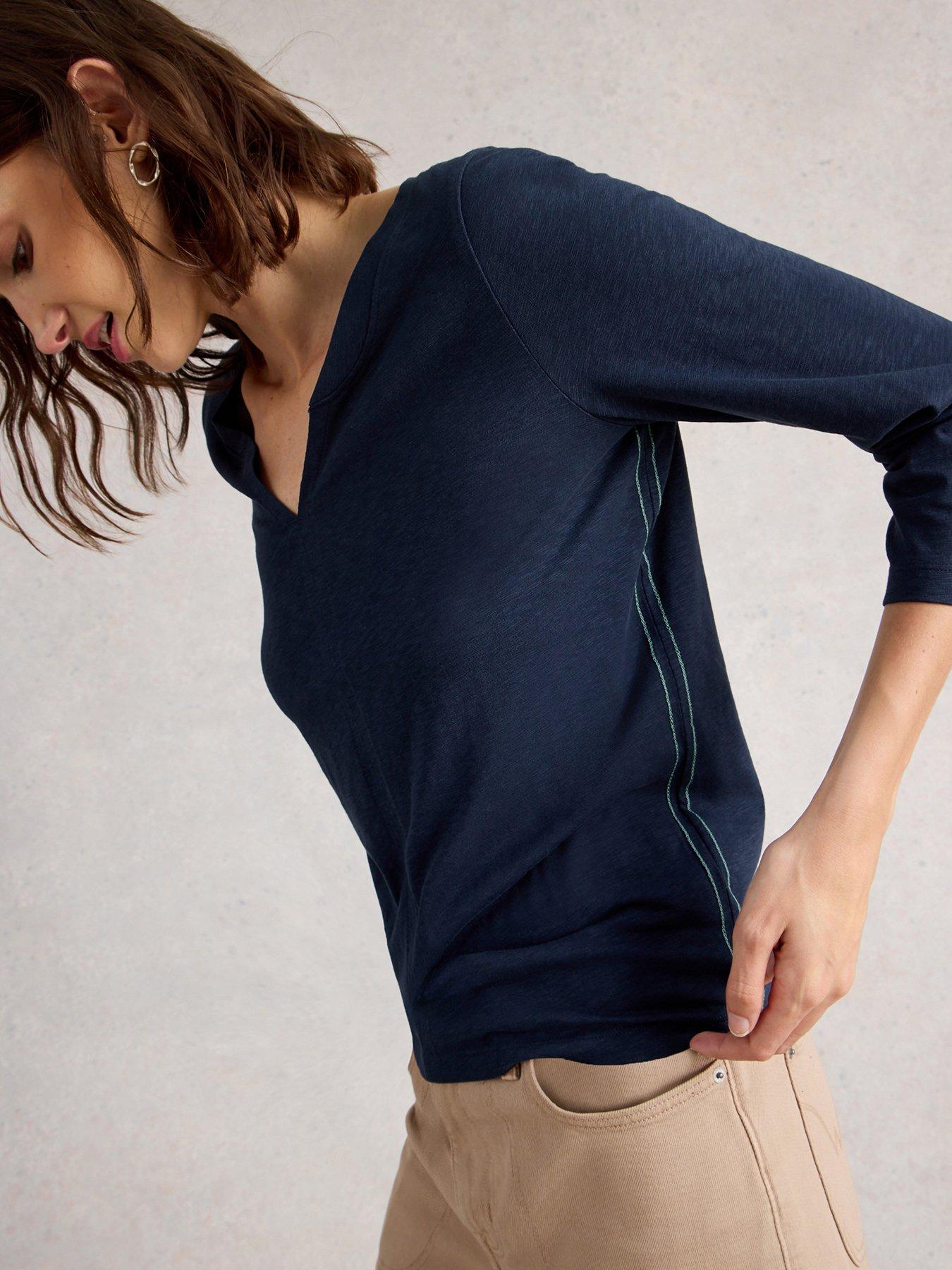 undefined Nelly 3/4 Sleeve Tee - Navy