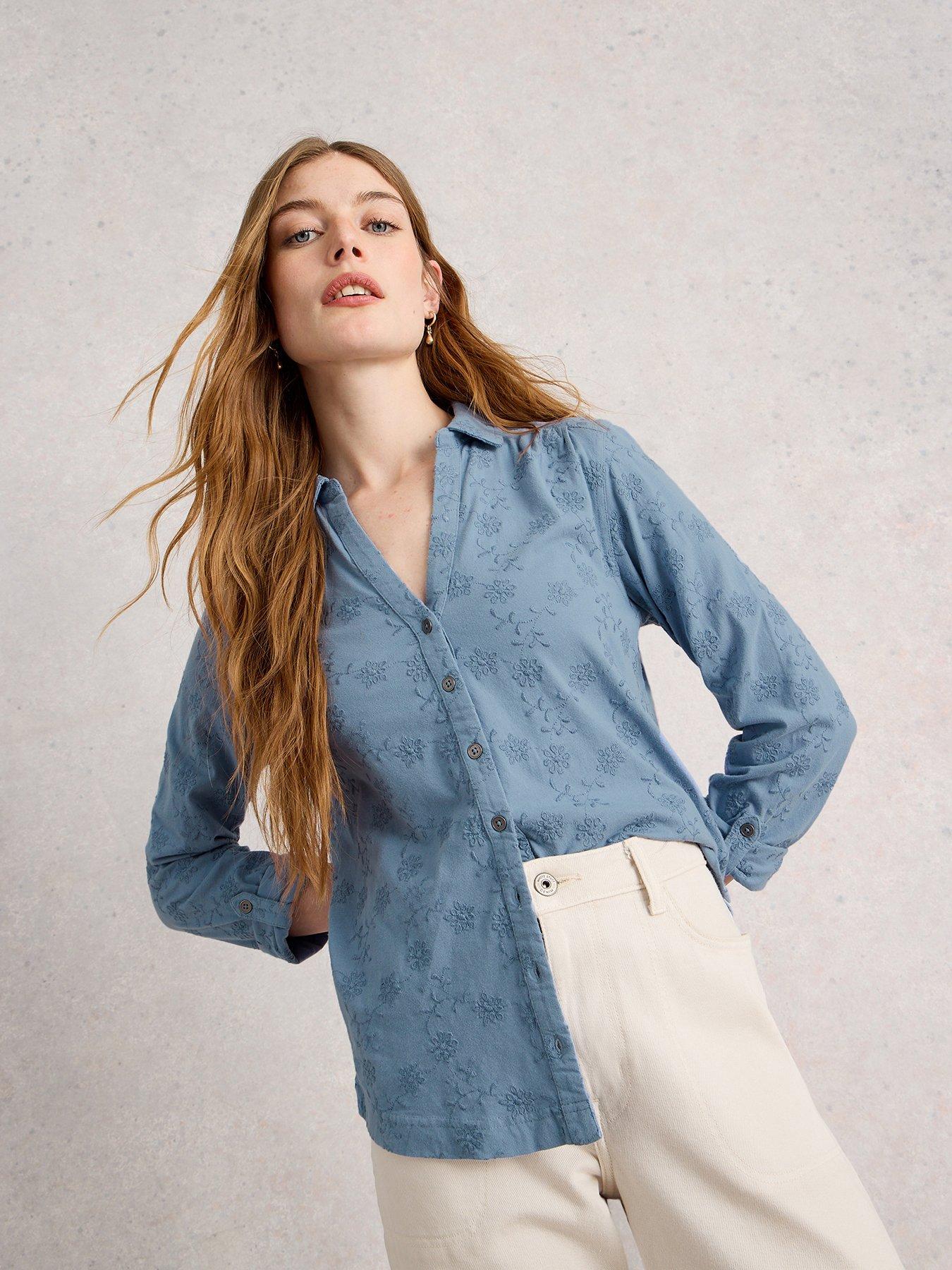 undefined Annie Broderie Jersey Shirt - Blue