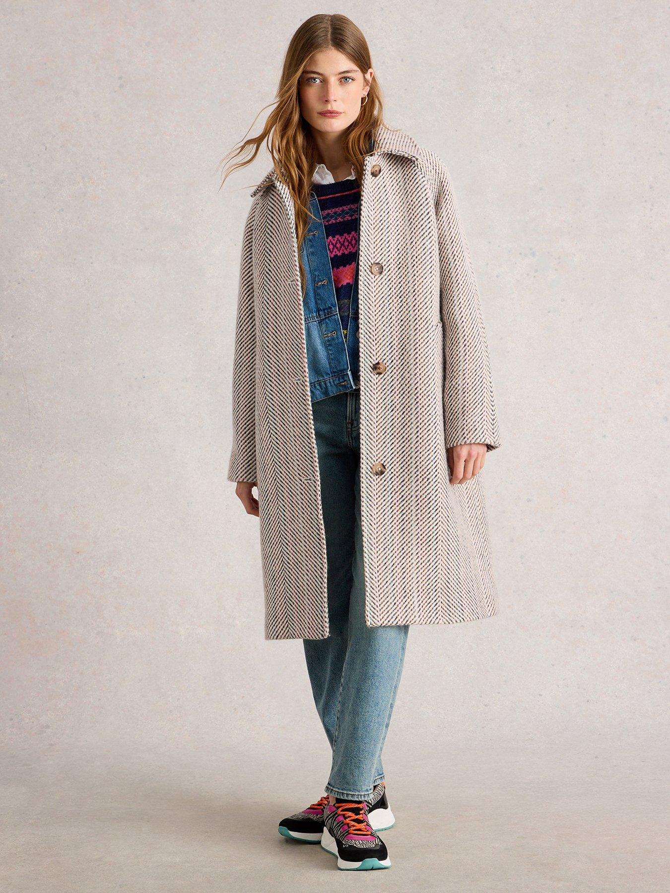 White Stuff Kelsey Texture Wool Blend Coat - White