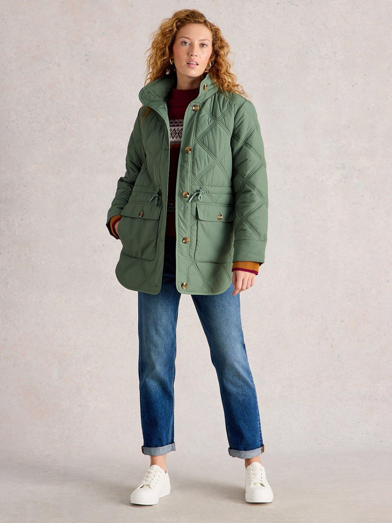 Image 3 of 6 of White Stuff Edie Quilted Coat - Green