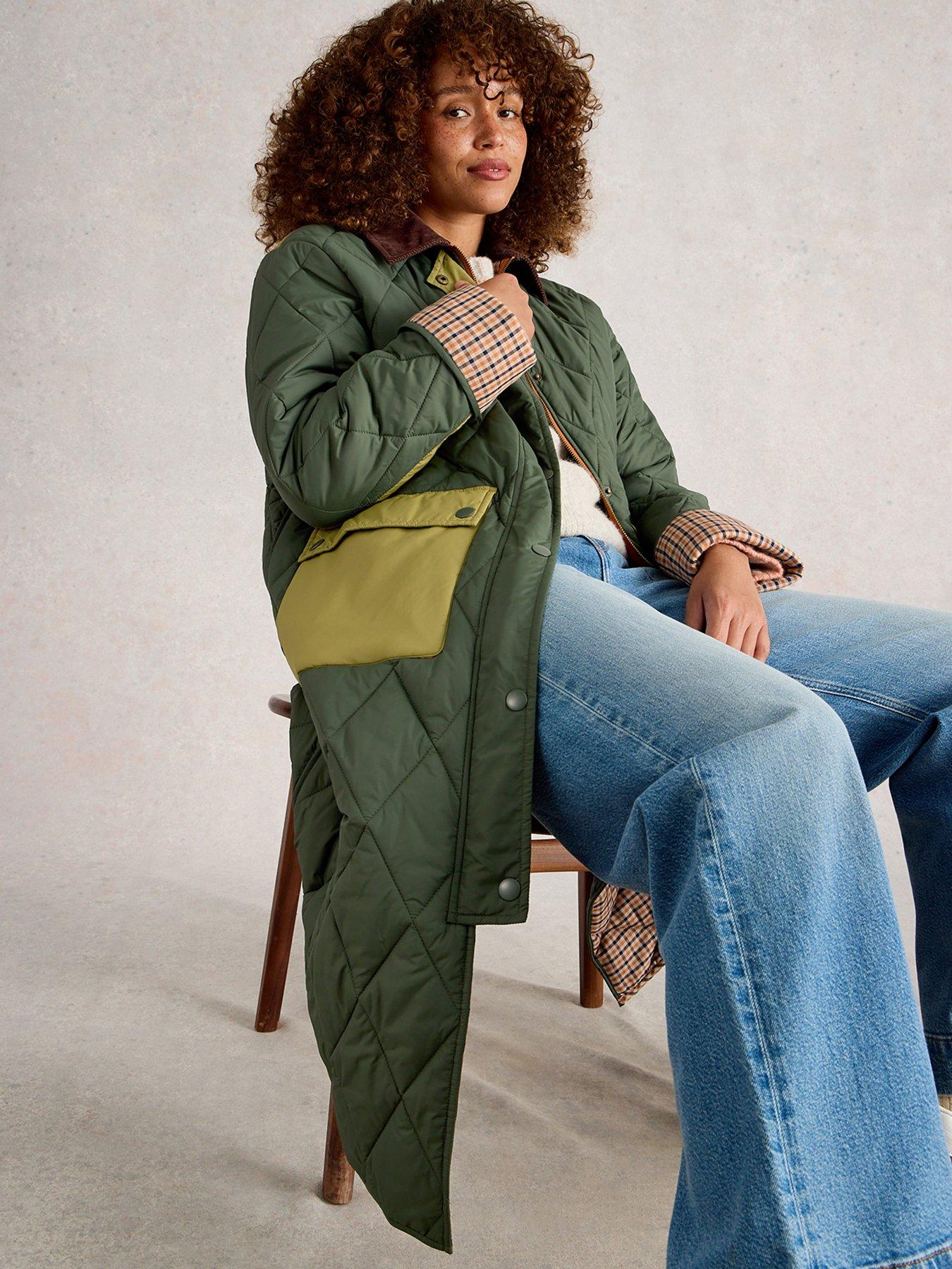 White Stuff Stella Longline Quilted Coat Green Very