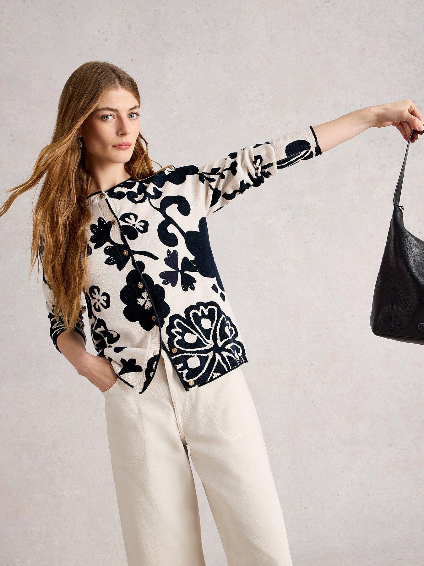 White Stuff Lulu Print Cardi - Beige