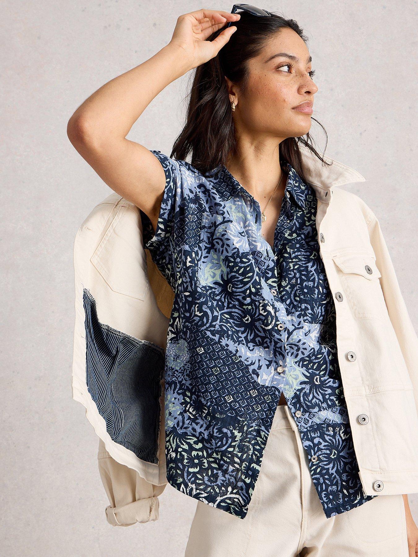 undefined Ellie Cotton Shirt - Blue