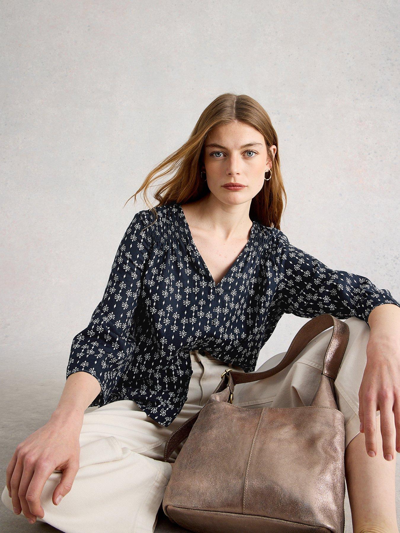 undefined Rae Cotton Top - Navy